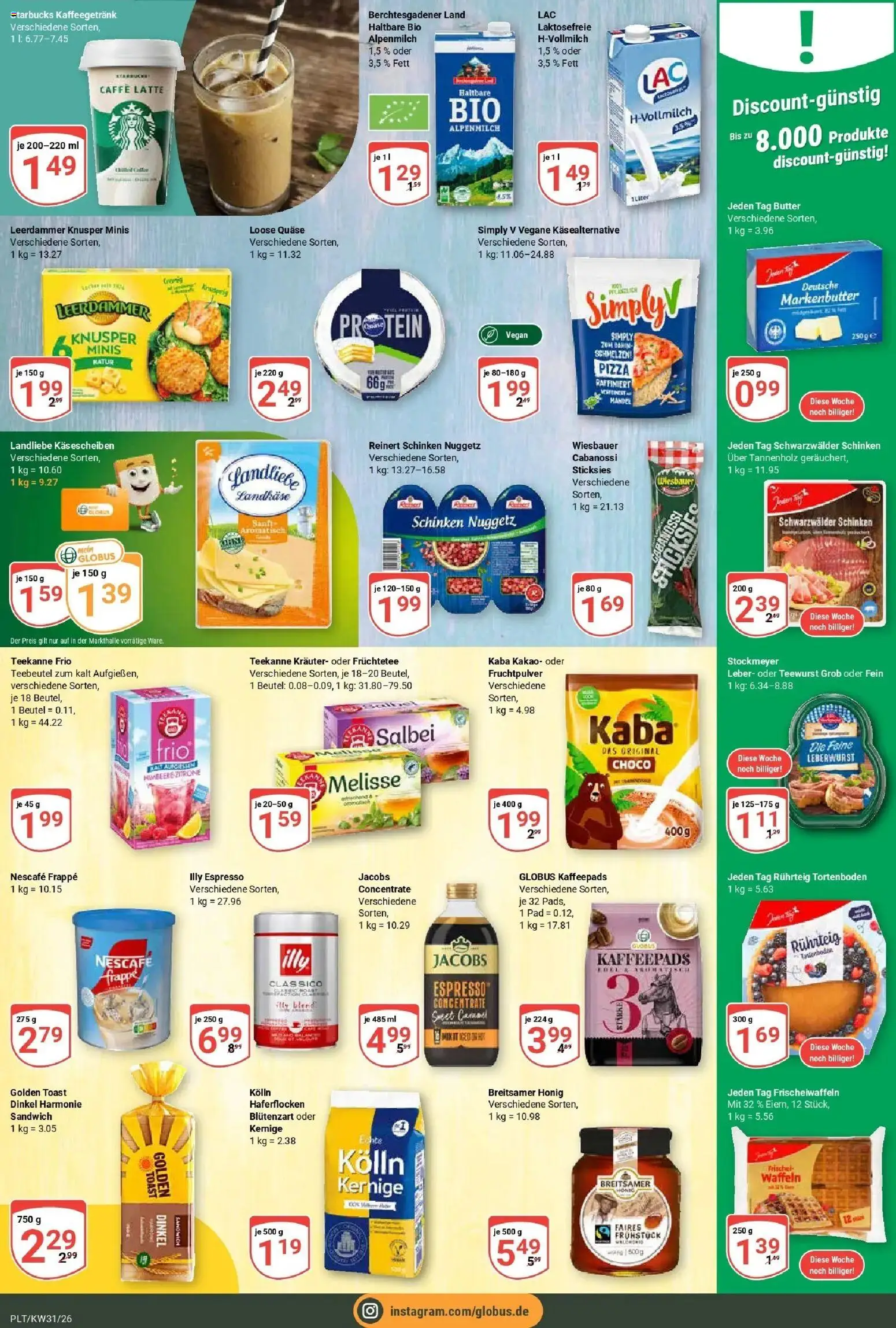 Globus Prospekt Plattling – gültig ab 20.07.2026 | Seite: 14 | Produkte: Nescafe, Kolln, Leerdammer, Teekanne