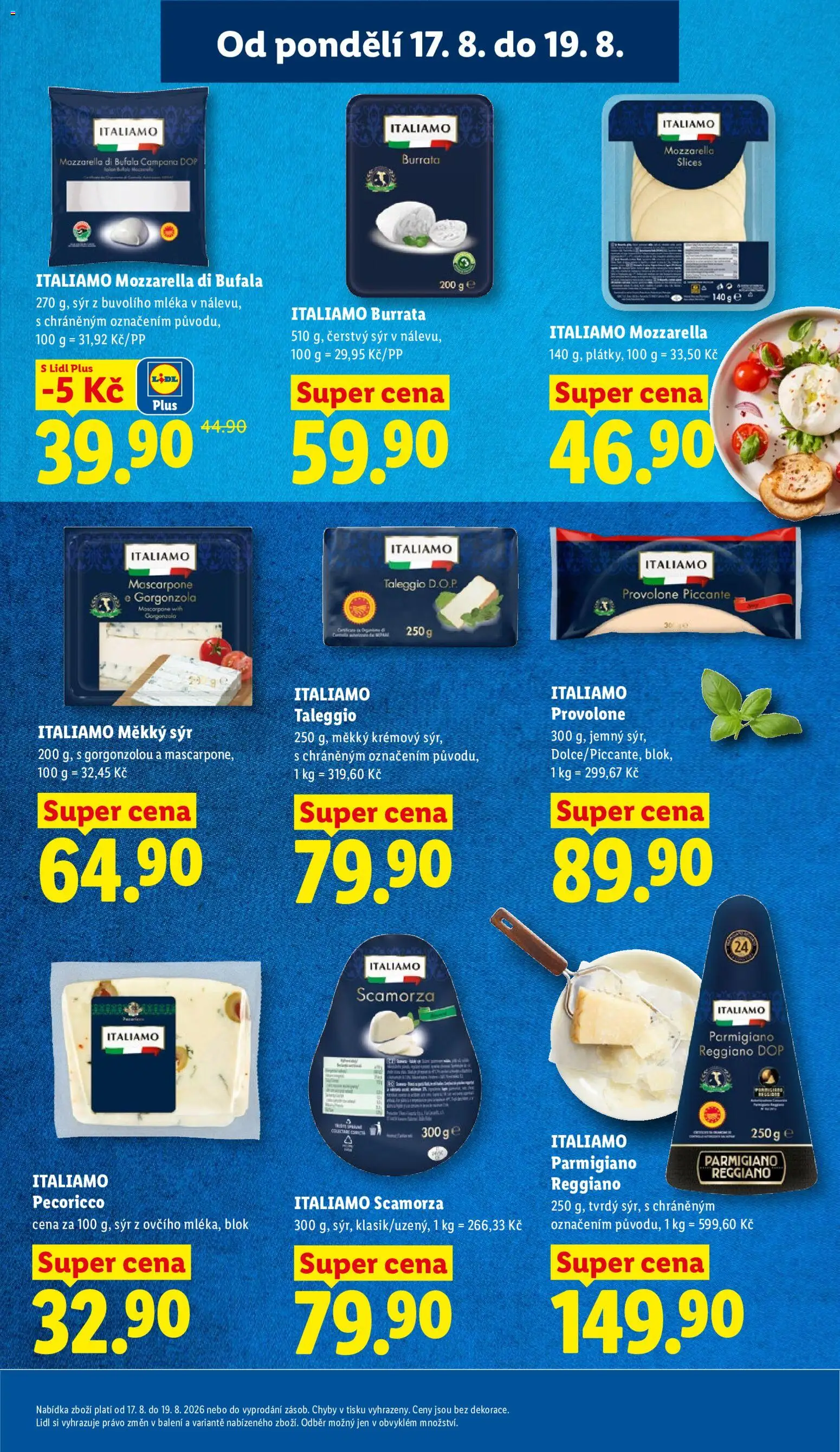 Lidl leták od 17.08.2026 | Strana: 19 | Produkty: Sýr, Blok, Gorgonzola, Čerstvý sýr