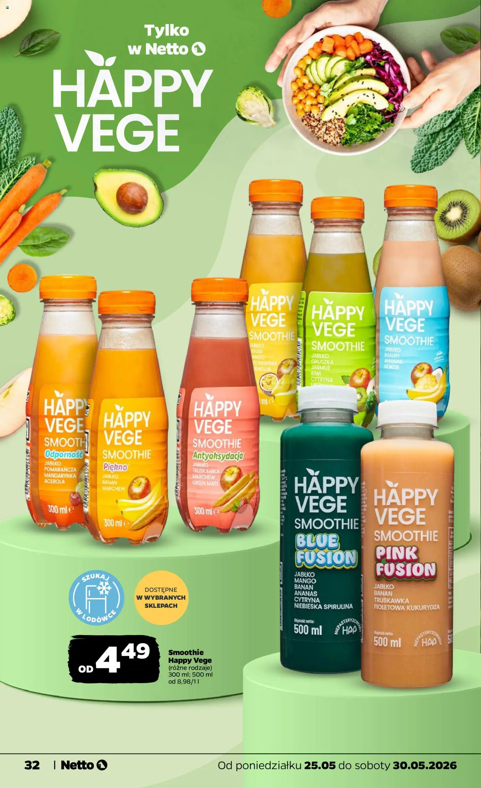 Netto gazetka od poniedziałku spożywcza od 25.05.2026 | Strona: 32 | Produkty: Cytryna, Gruszka, Smoothie, Banan