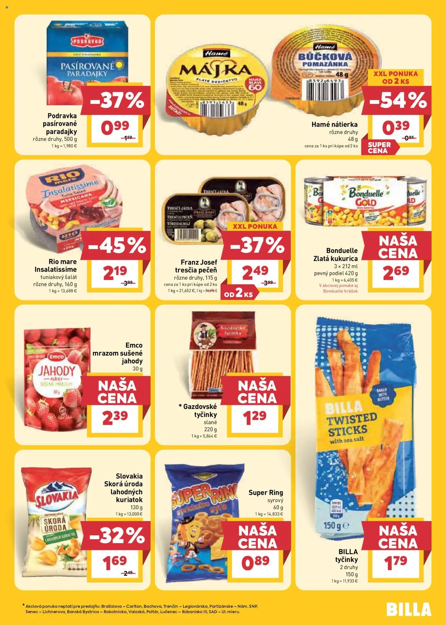 Nové Billa akcie – leták je platný od 12.08.2026 | Strana: 15 | Produkty: Hrášok, Rio Mare, Jahody, Šalát