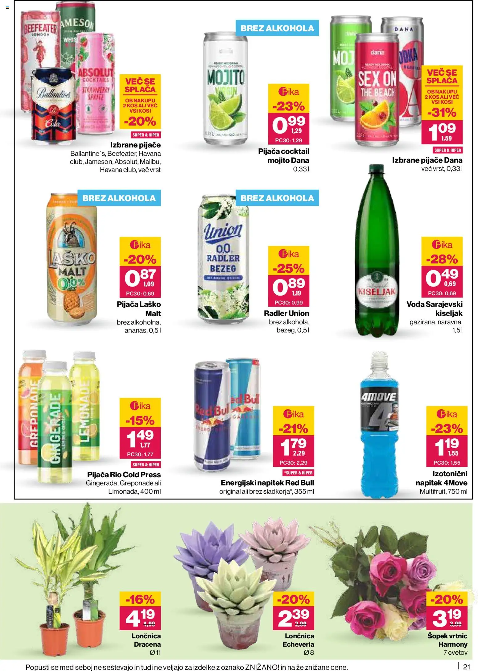 Novi Mercator katalog ponudbe – veljaven od 18.06.2026 | Stran: 21 | Izdelki: Šopek, Kos, Energijski napitek, Voda