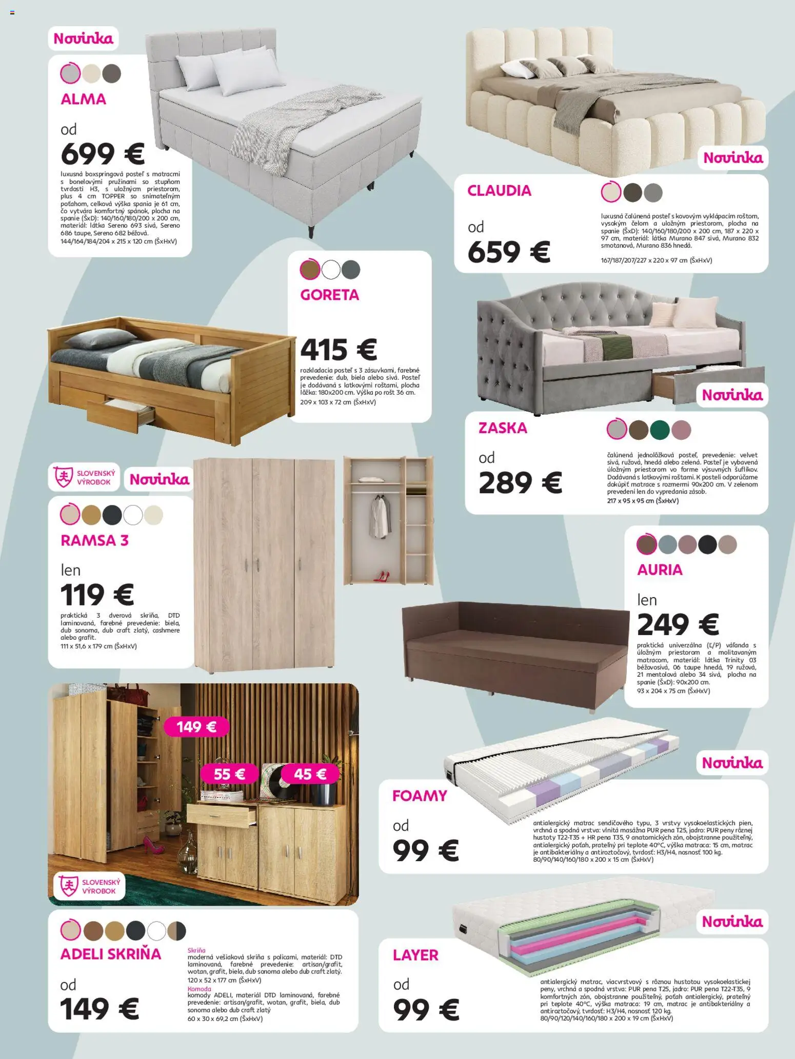 Nové Kondela akcie – leták je platný od 11.03.2026 | Strana: 5 | Produkty: Matrace, Matrac, Posteľ, Skriňa