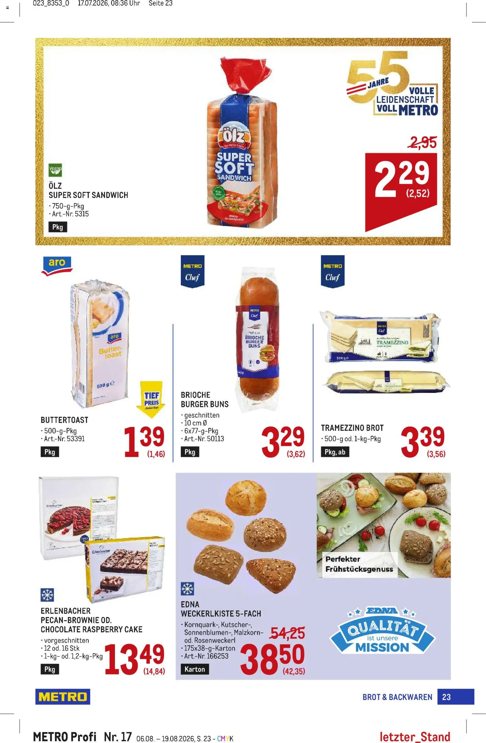 Metro angebote Profi gültig ab 06.08.2026 | Seite: 23 | Produkte: Burger, Uhr, Brot, Brioche