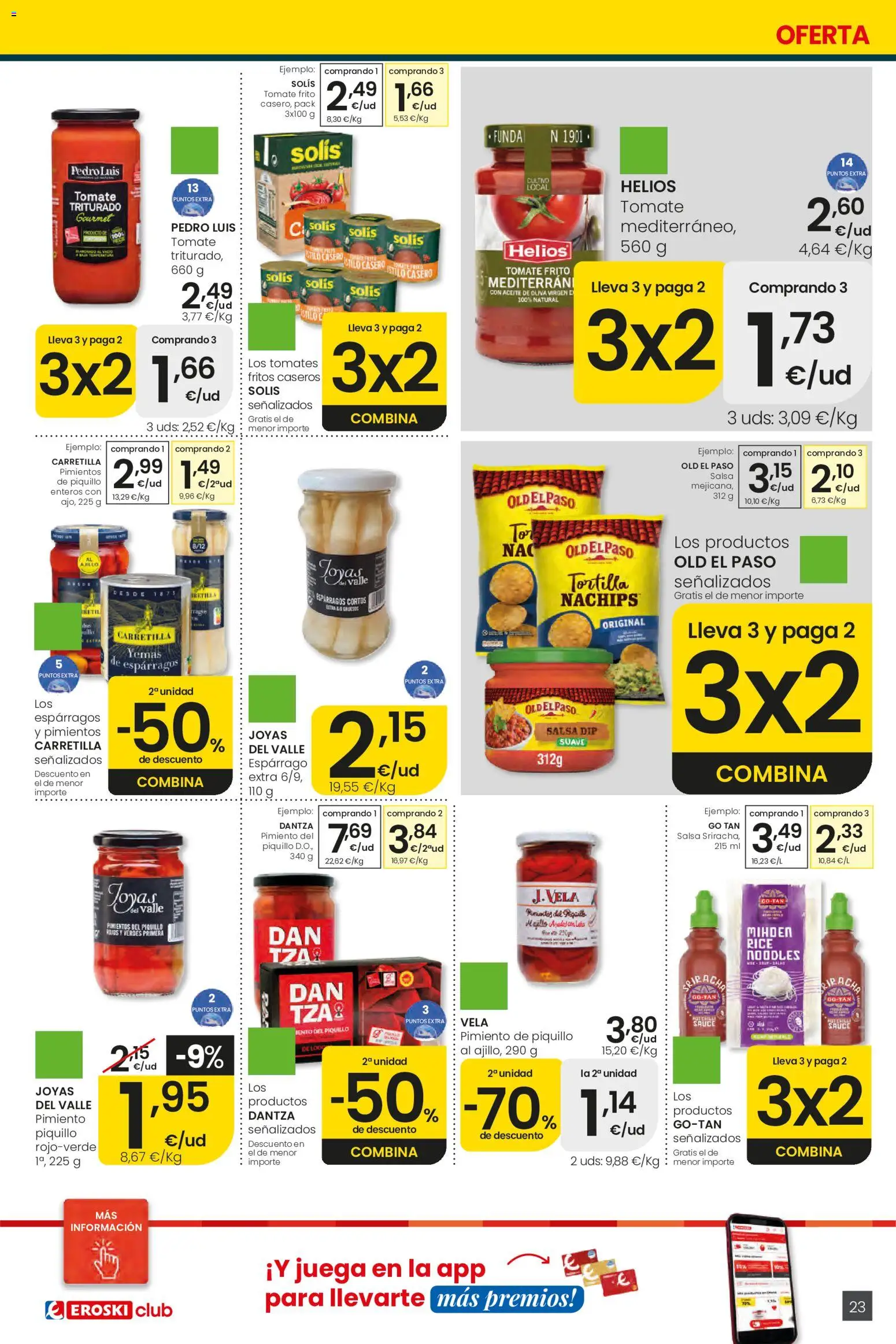 Eroski Ofertones de verano │ válido desde el 11.06.2026 | Página: 23 | Productos: Aceite, Tomates, Κάδος απορρυμάτων, Juega