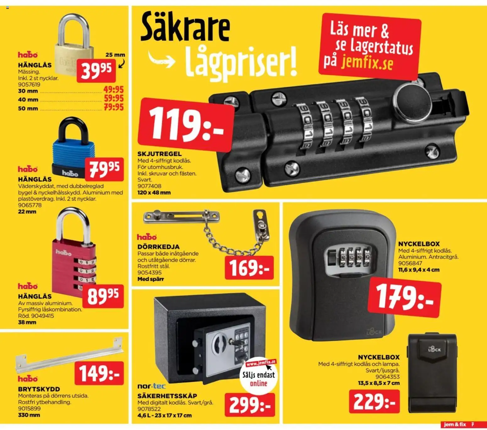 Jem & Fix reklamblad aktuell från 06/09/2026 | Sida: 7 | Produkter: Lock, Hänglås