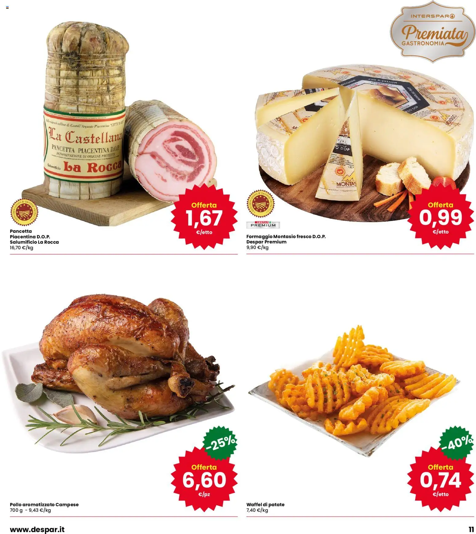 Volantino Eurospar del 22/10/2026 | Pagina: 11 | Prodotti: Pollo, Pancetta, Patate, Formaggio