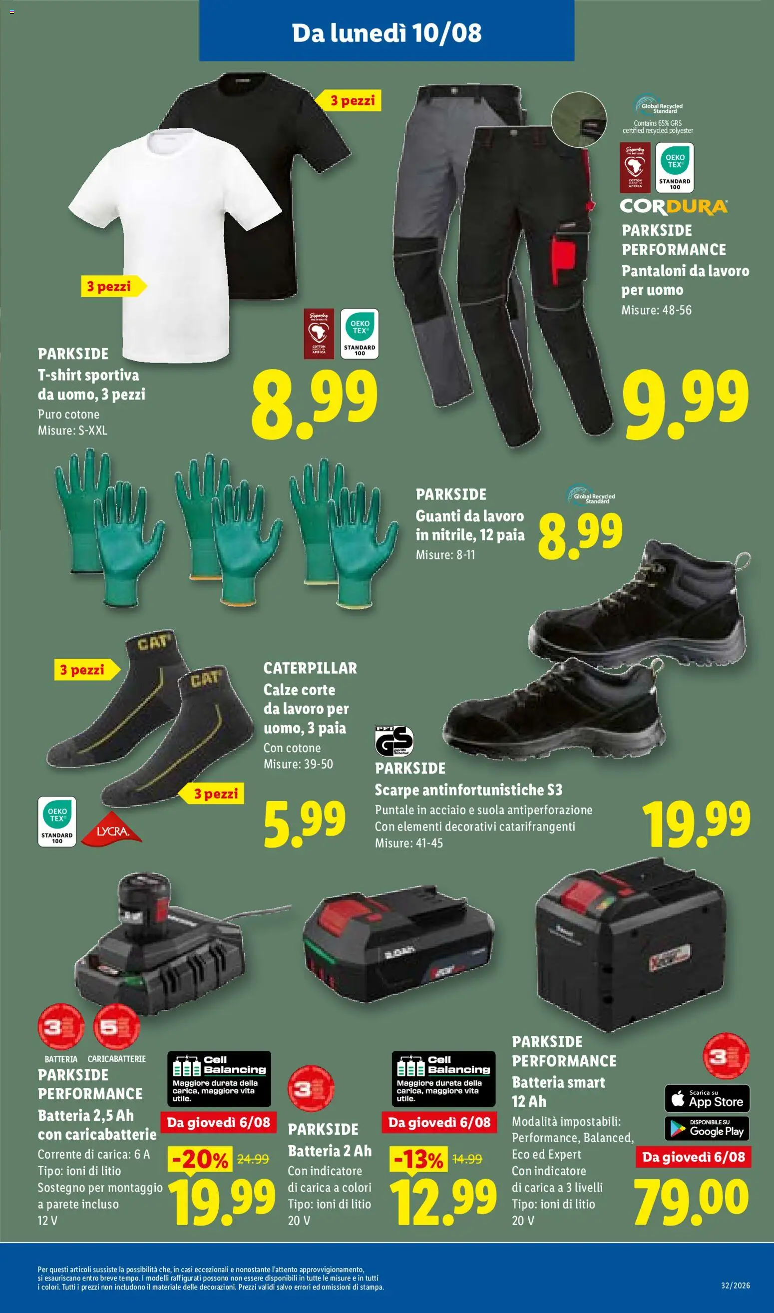 Volantino Lidl del 06/08/2026 | Pagina: 35 | Prodotti: Pantaloni, T-shirt, Pantaloni da lavoro, Batteria
