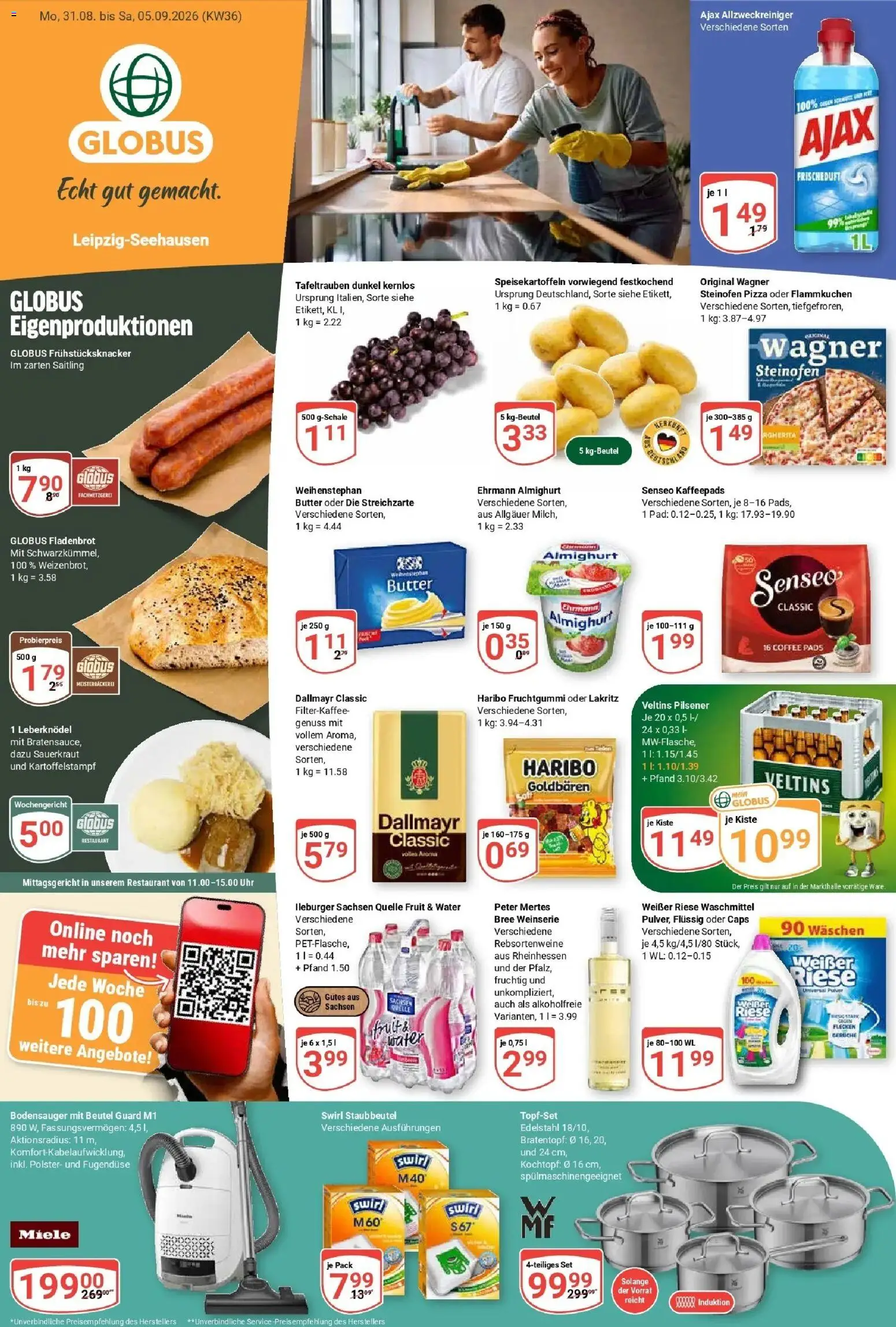 Globus Prospekt Leipzig – gültig ab 31.08.2026 | Seite: 4 | Produkte: Ehrmann almighurt, Haribo, Bree, Uhr