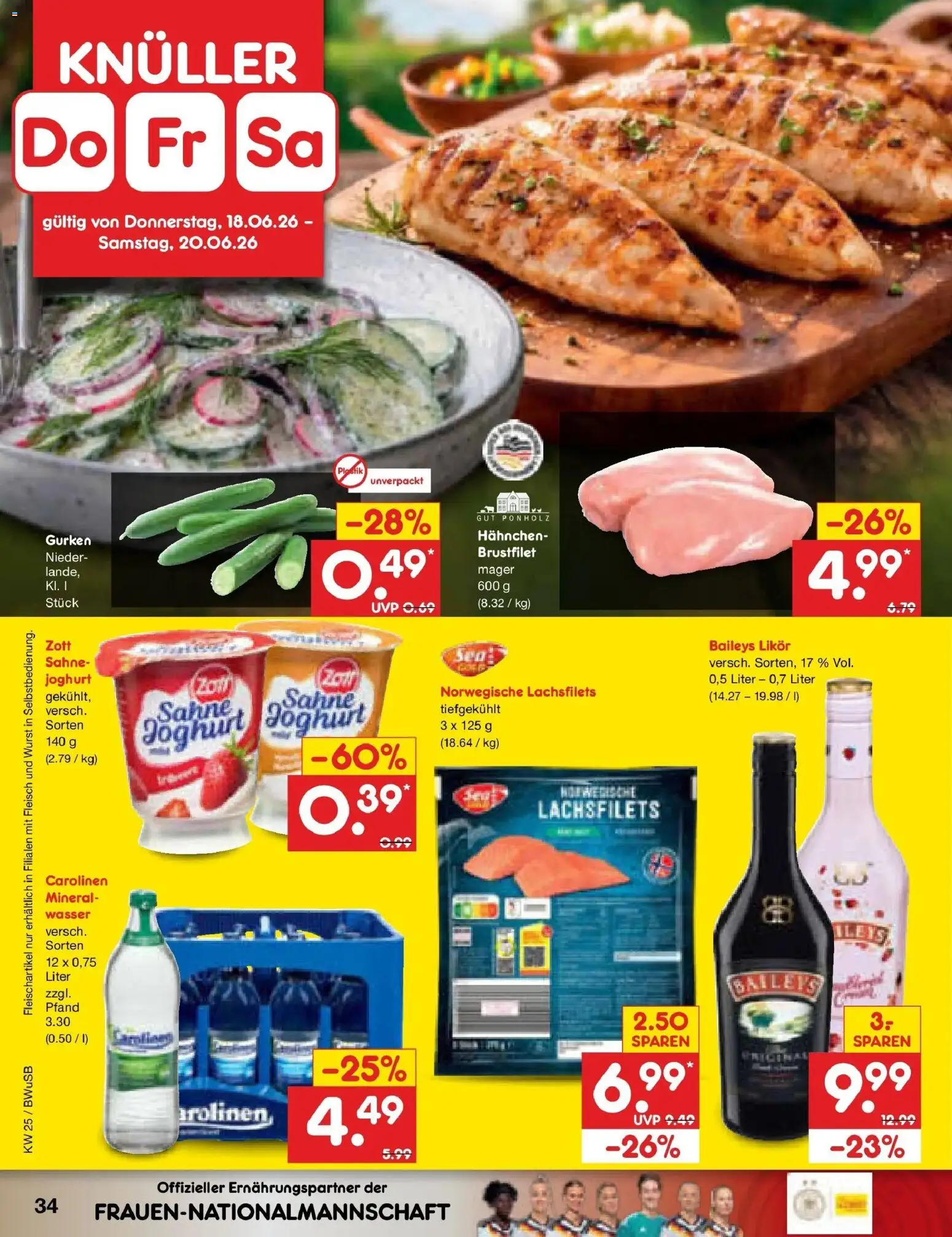 Netto Marken-Discount Prospekt Stemwede-Dielingen – gültig ab 15.06.2026 | Seite: 44 | Produkte: Likör, Wasser, Sahne, Fleisch