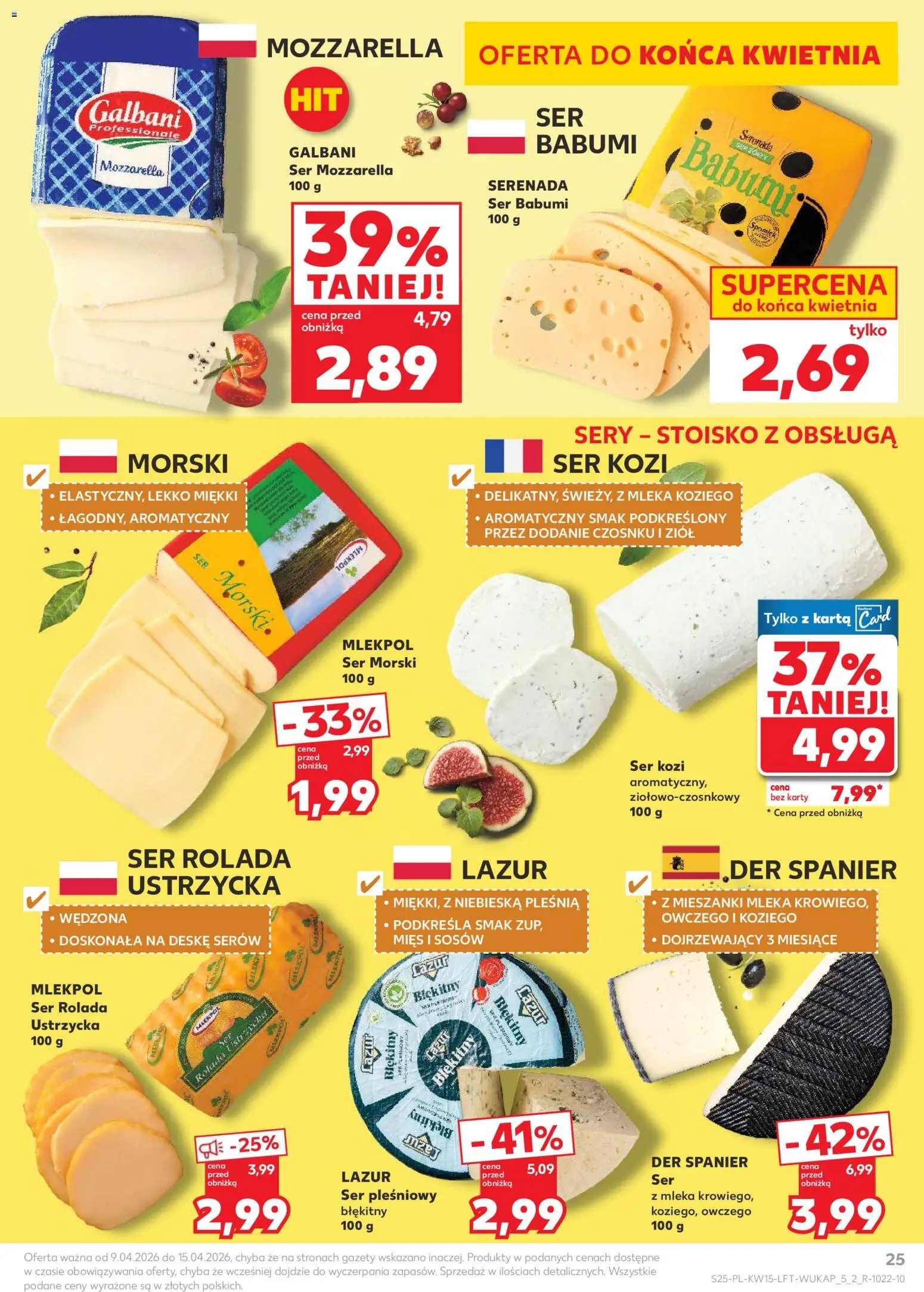 Kaufland gazetka od 09.04.2026 | Strona: 25 | Produkty: Ser pleśniowy, Ser kozi, Sery, Ser