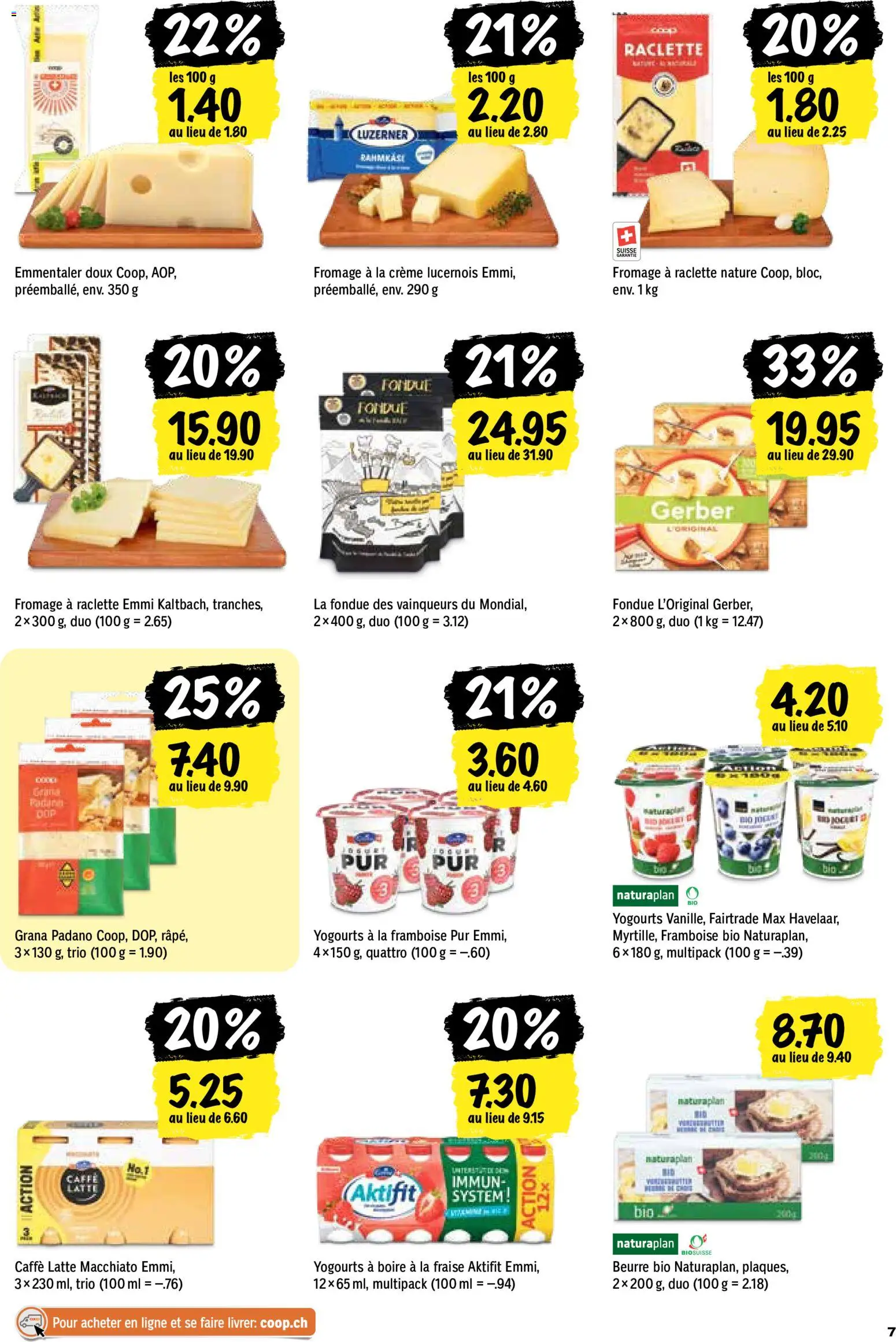 Coop aktionen FR – gültig ab 22.10.2026 | Seite: 7 | Produkte: Grana Padano, Butter, Raclette, Fondue