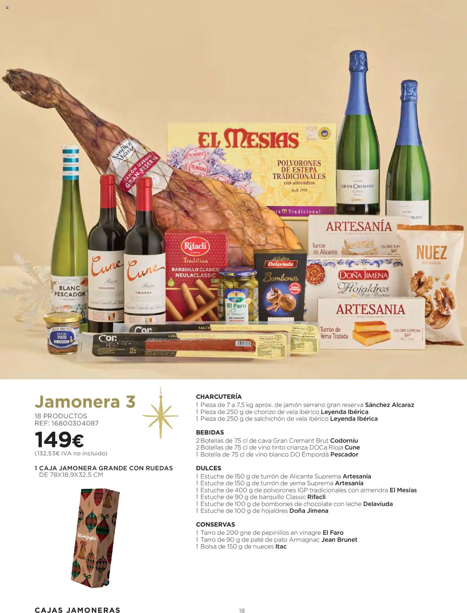 Hipercor - Cestas de Navidad │ válido desde el 08/10/2026 | Página: 18 | Productos: Conservas, Vino tinto, Jamón, Vino