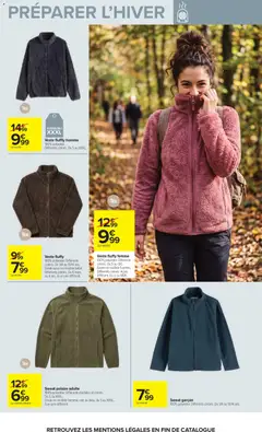 Carrefour - Prévisualisation de Veste fluffy femme, 100% polyester. Différents coloris. Du S au 3XL. Existe en modèle homme. Différents coloris. A prix différent. Du S au XXXL. valide à partir de 27/10/2026 | Page: 57 | Produits: Polaire, Veste