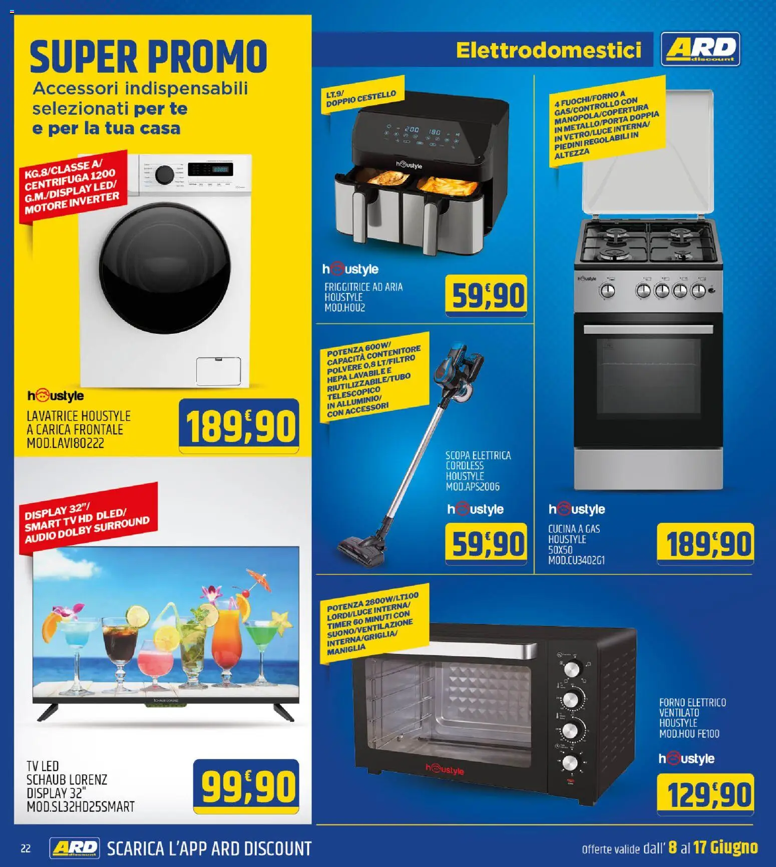 Volantino ARD Discount del 08.06.2026 | Pagina: 22 | Prodotti: Tè, Forno, Friggitrice, Forno elettrico