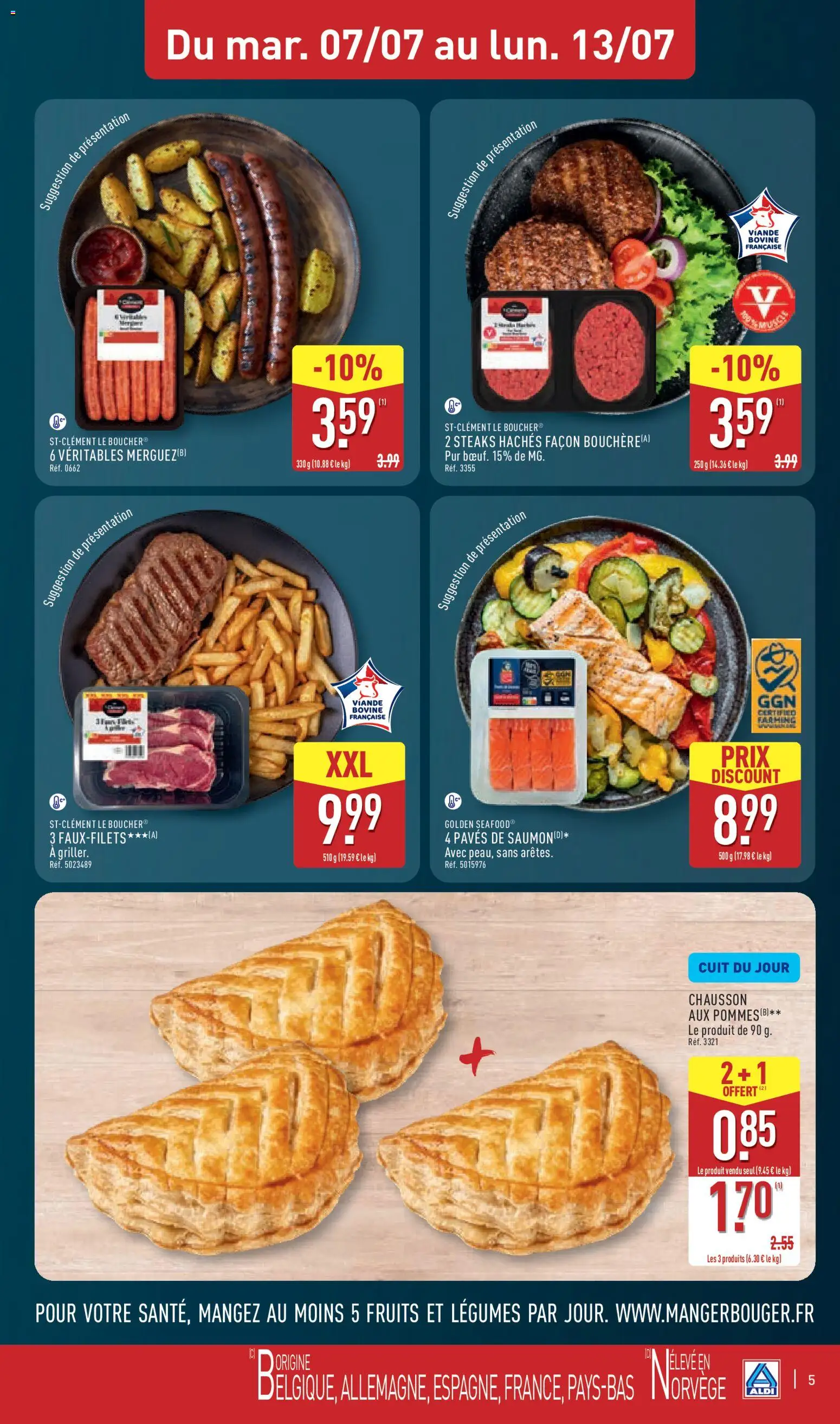 {H1} | Page: 7 | Produits: Steaks hachés façon, Merguez, Viande, Pommes