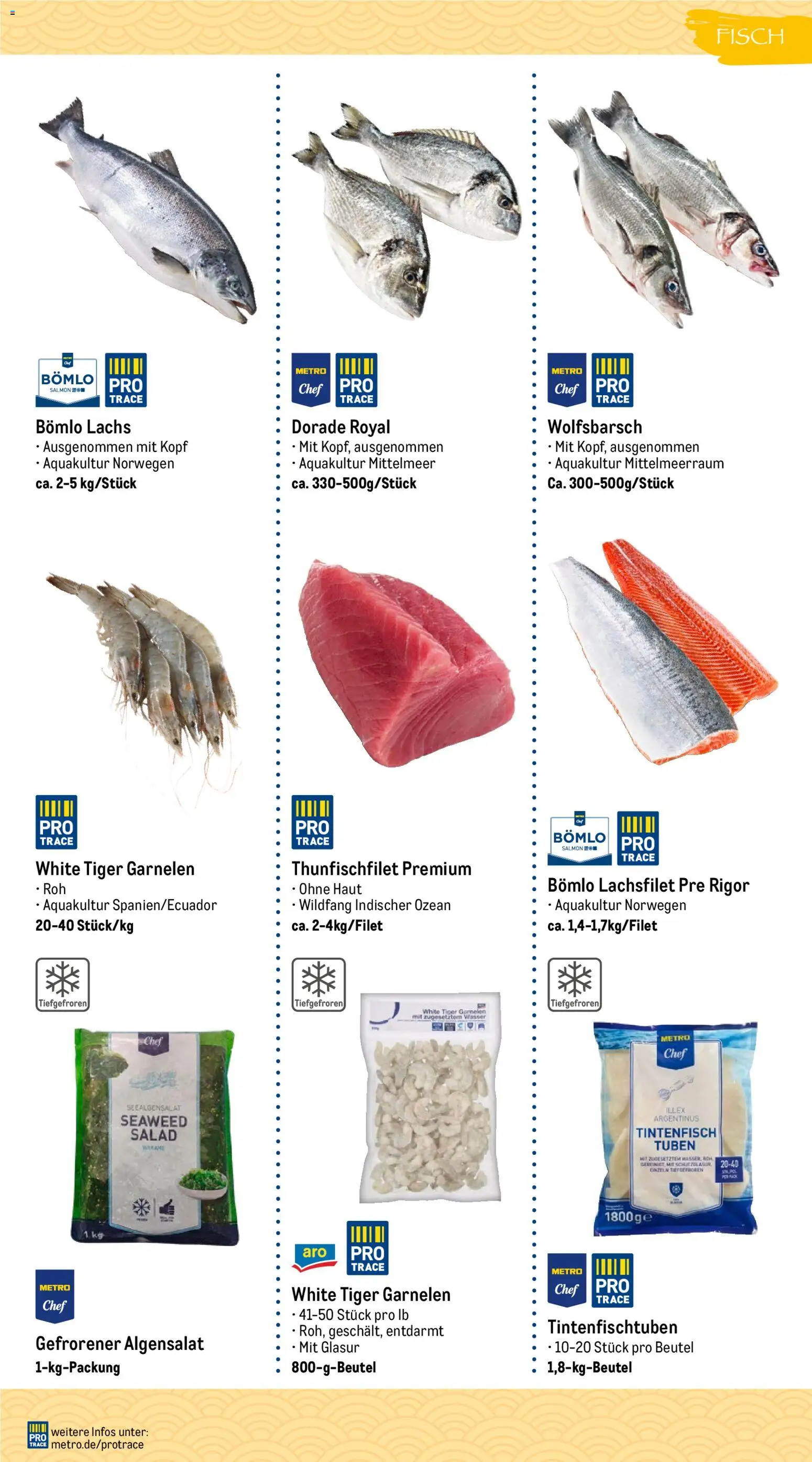 Metro Highlights Asiatische Gastronomie – gültig ab 01.01.2026 | Seite: 4 | Produkte: Garnelen, Tintenfisch, Fisch, Wasser