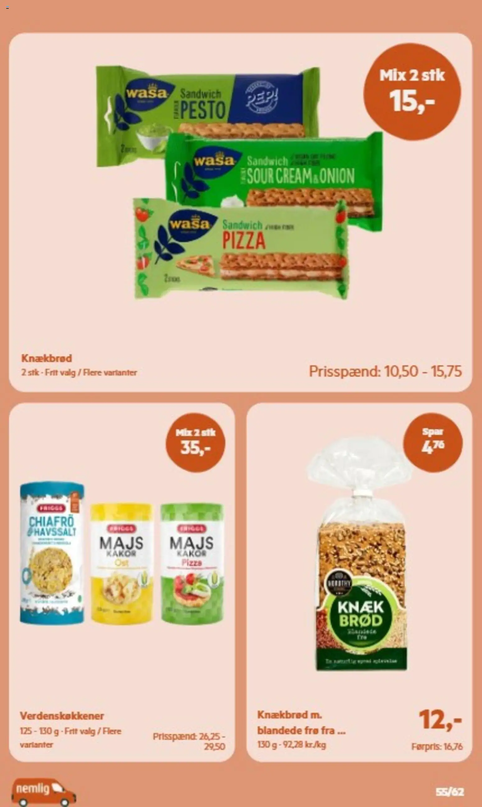 Nemlig tilbudsavis – gyldig fra 30/09/2026 | Side: 55 | Produkter: Brød, Pizza, Pesto, Knækbrød