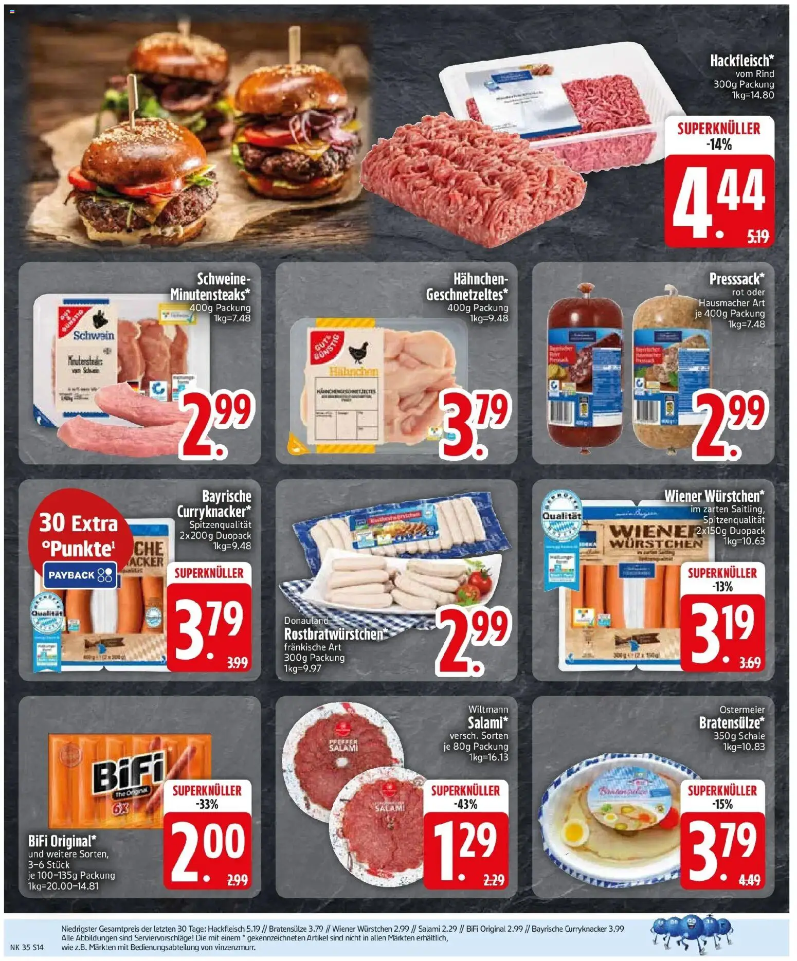 Edeka Prospekt Hunderdorf (ab 24.08.2026) » Angebote Online | Seite: 16 | Produkte: Hahnchen, Bifi, Salami, Hackfleisch