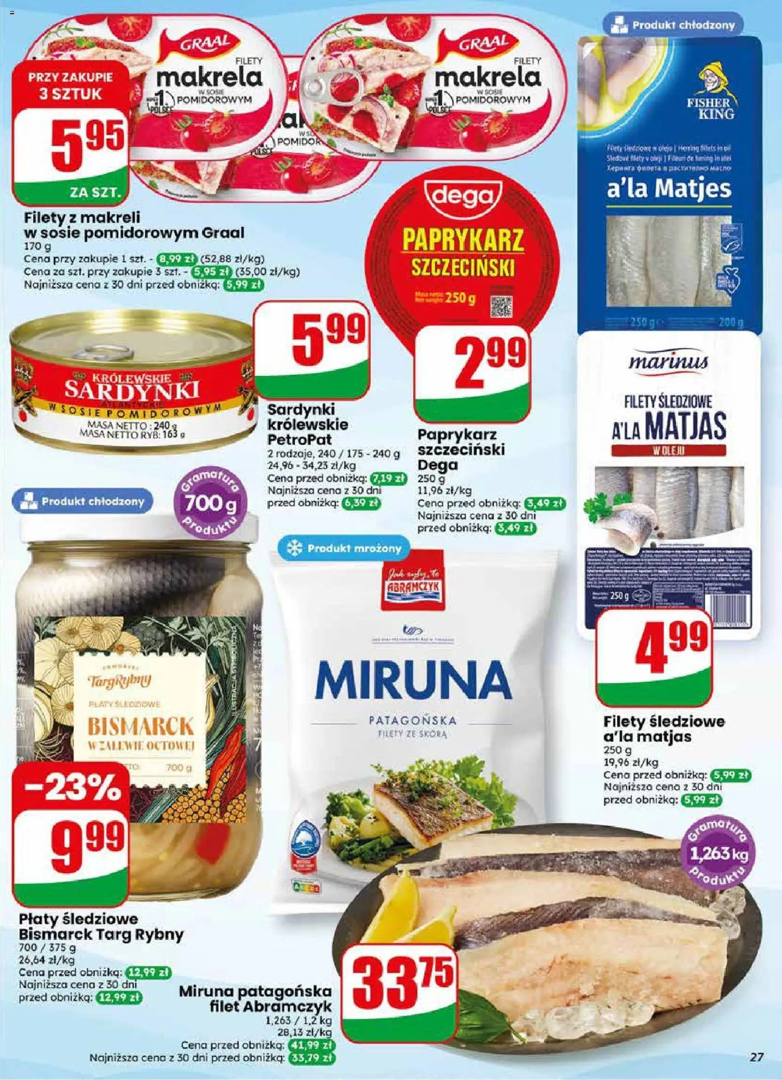 Dino gazetka od 03.06.2026 | Strona: 27 | Produkty: Paprykarz, Miruna, Paprykarz szczeciński, Filety śledziowe a'la matjas