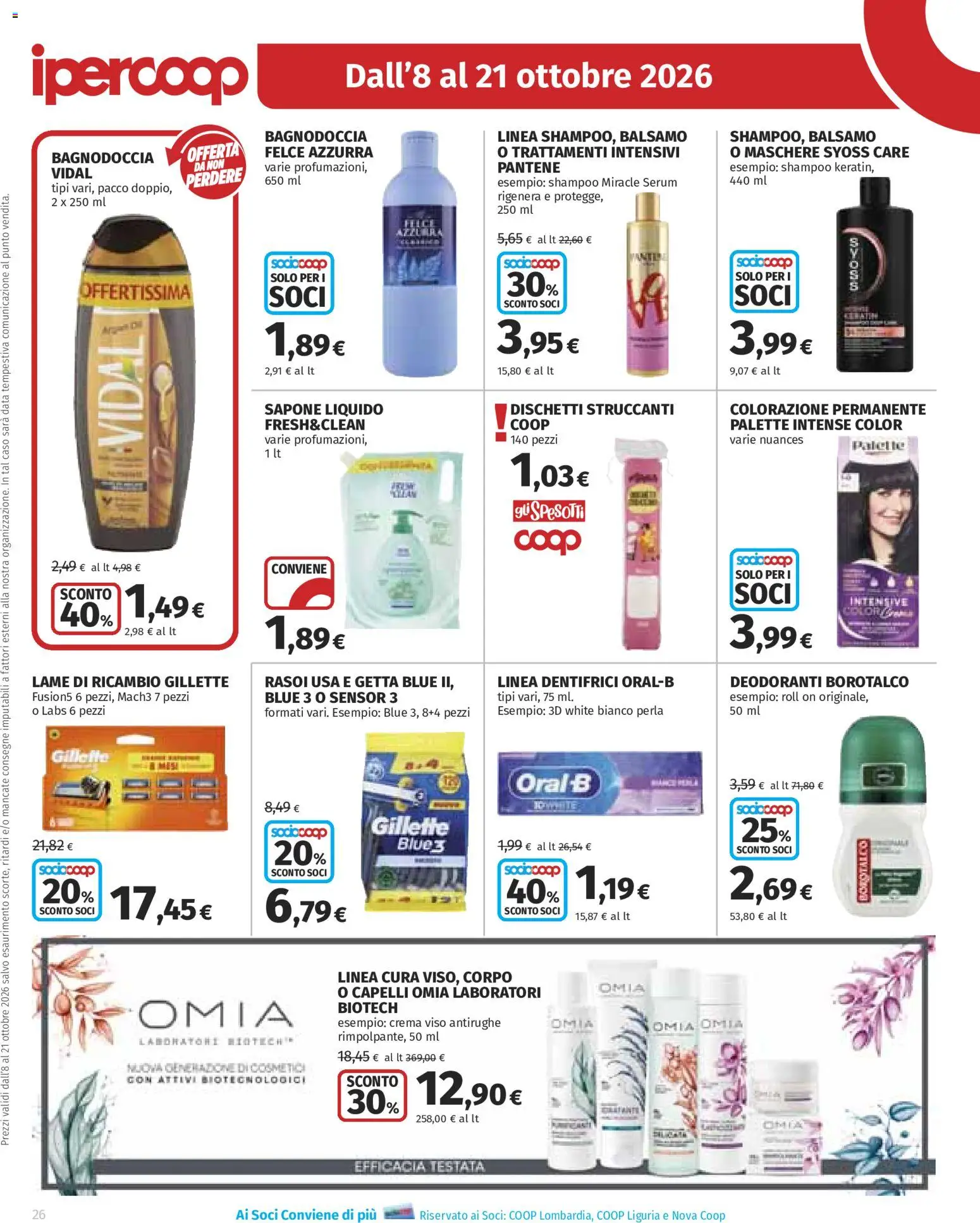 Volantino Ipercoop del 08/10/2026 | Pagina: 26 | Prodotti: Balsamo, Crema, Data, Maschere