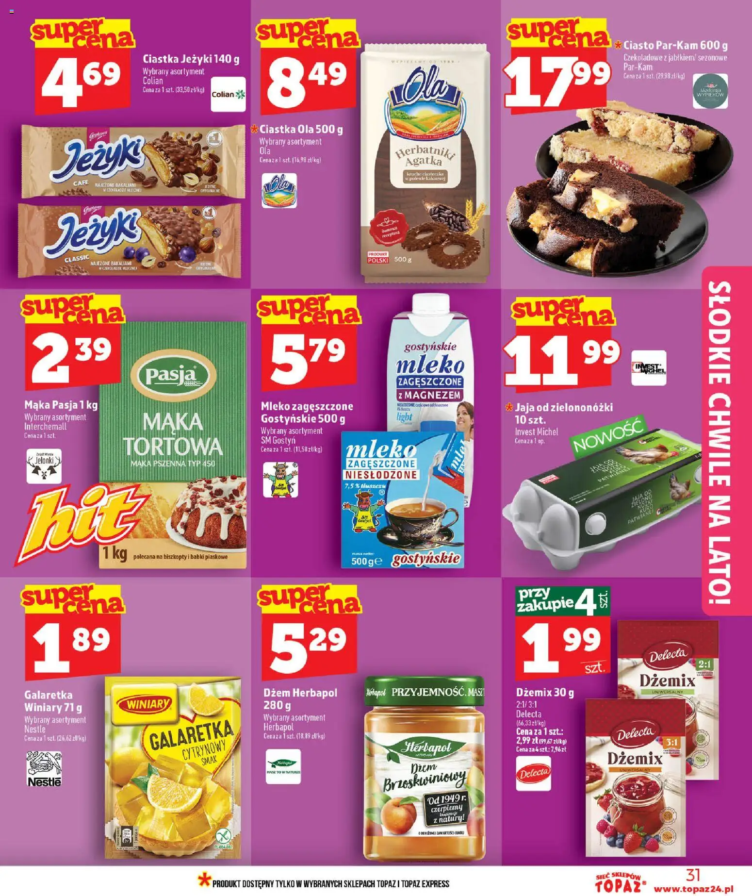 Topaz gazetka - MAZ od 25.06.2026 | Strona: 31 | Produkty: Dżem, Mleko, Ciastka, Jaja