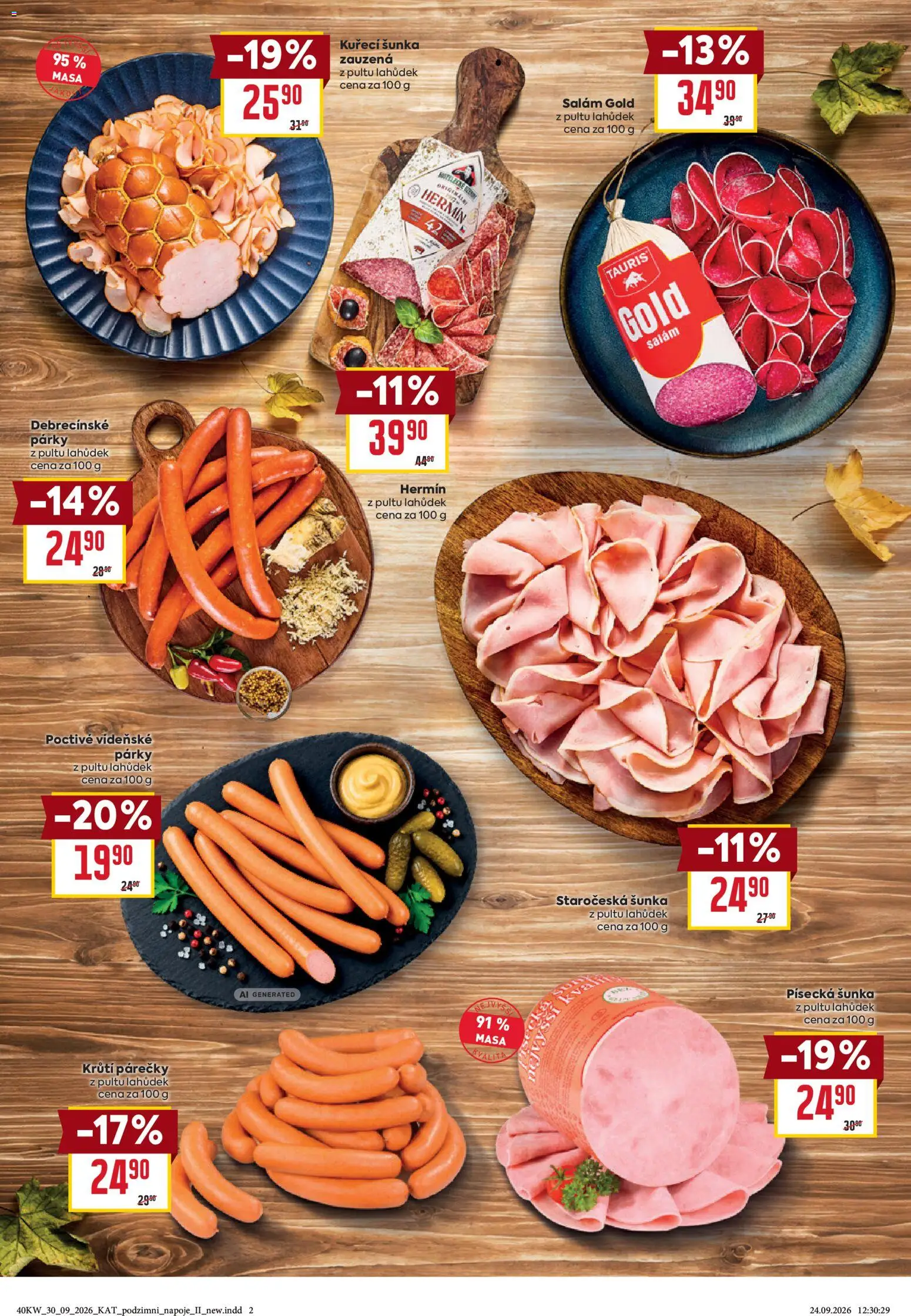 Billa leták Podzimní nápoje od 30.09.2026 | Strana: 2 | Produkty: Šunka, Vídeňské párky, Párky, Kuřecí šunka