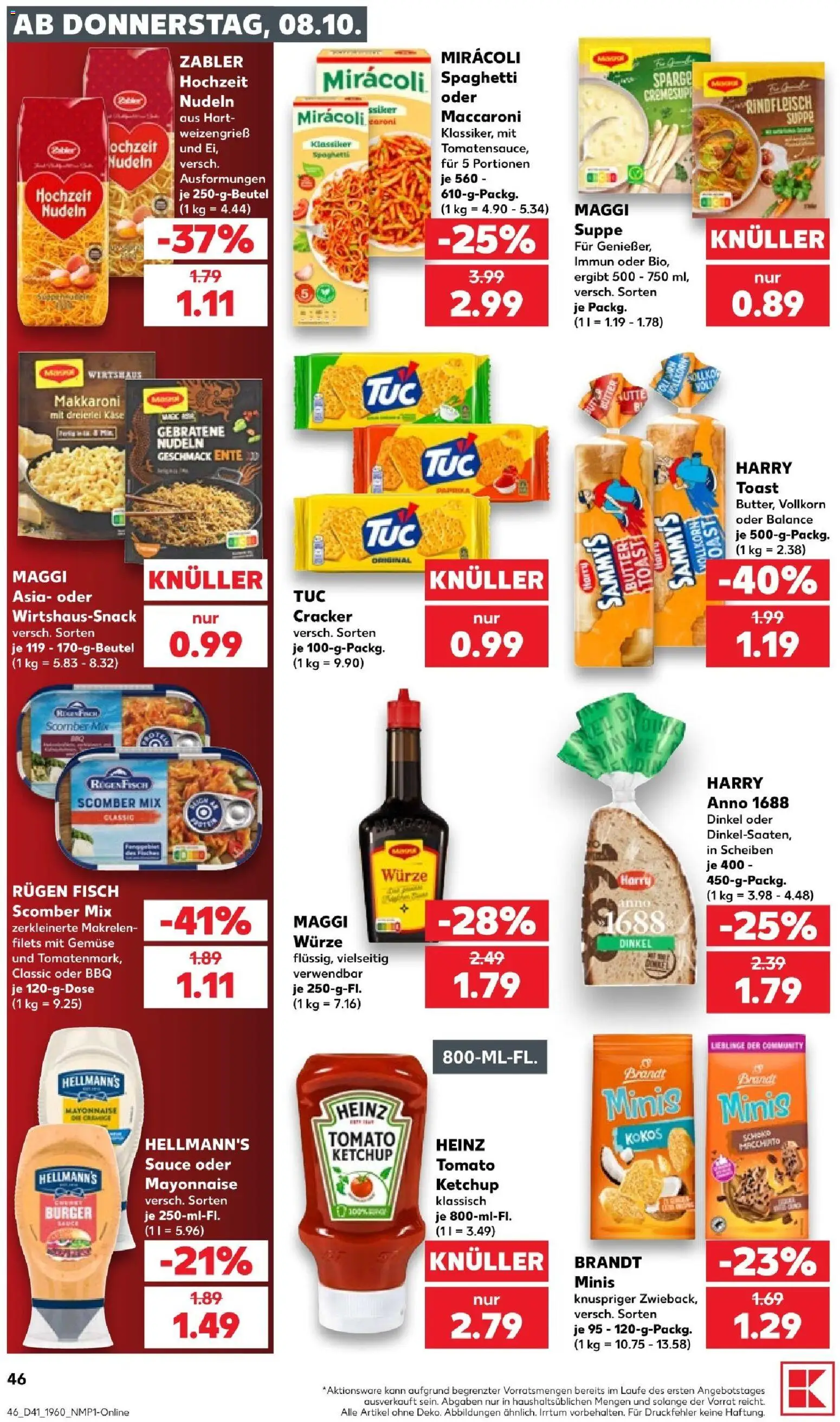 Kaufland Prospekt Berlin – gültig ab 08.10.2026 | Seite: 48 | Produkte: Käse, Toast, Gemüse, Nudeln