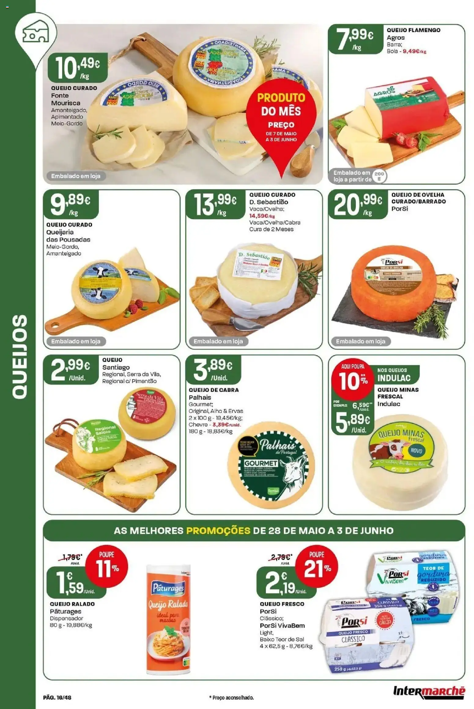 Intermarché - Isto é que são preços BAIXOS! │ válido de 28.05.2026 | Página: 16 | Produtos: Pimentão, Cálcio, Sal, Queijo
