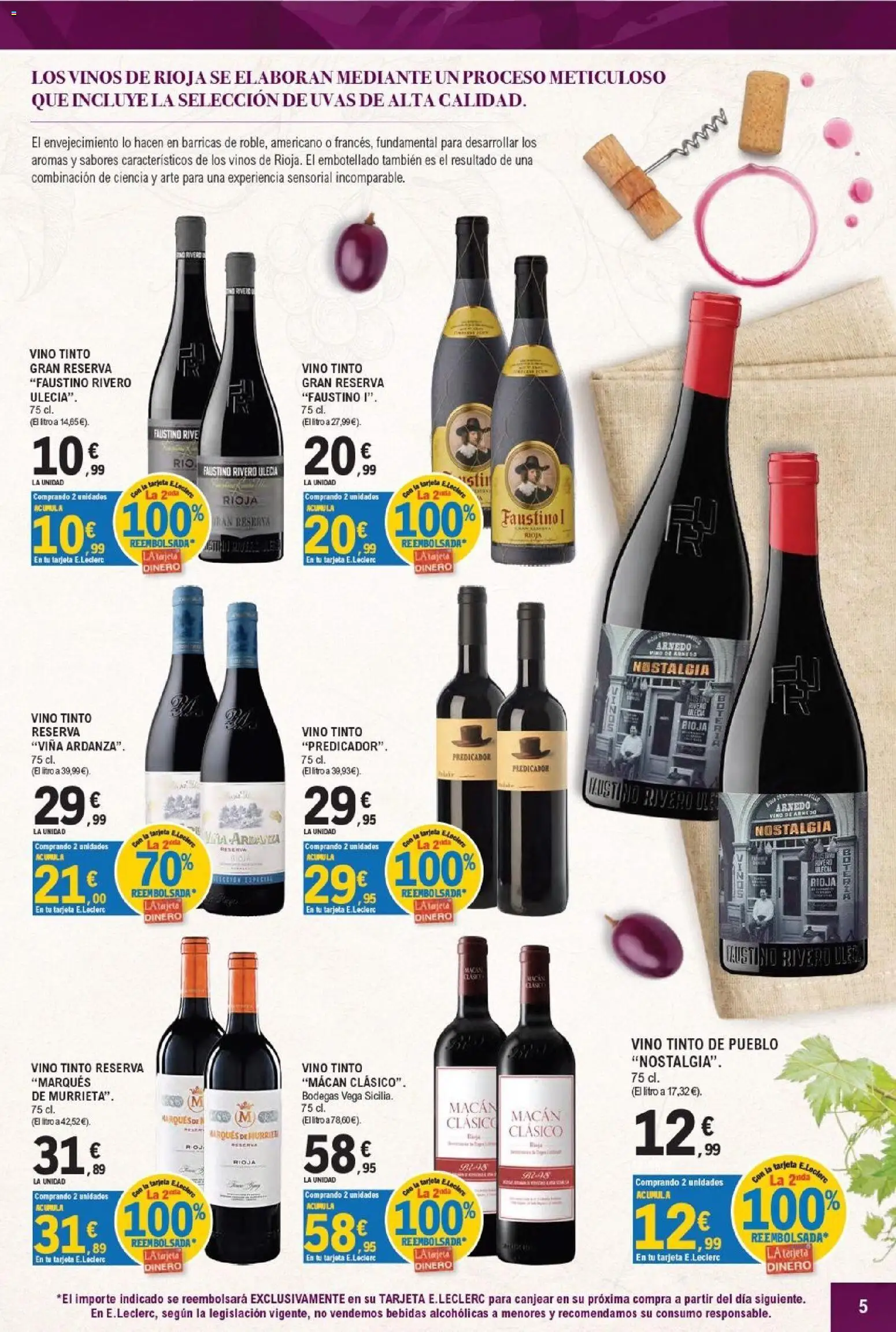 E.Leclerc - Miranda de Ebro │ válido desde el 16/09/2026 | Página: 5 | Productos: Vino tinto, Uvas, Vino, Bebidas