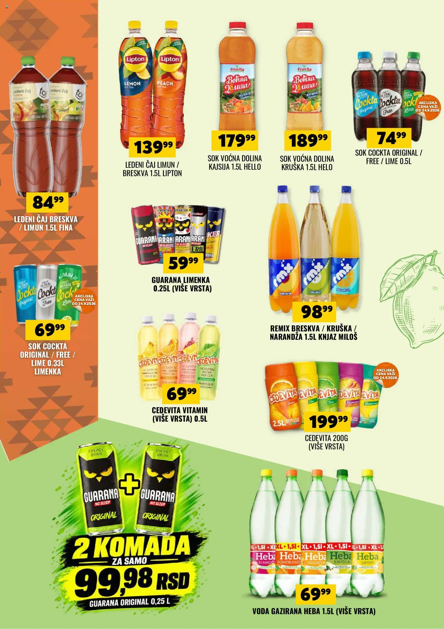 Tekijanka katalog - važi od 23.09.2026 | Strana: 10 | Proizvode: Cedevita, Guarana, Sok, Breskva