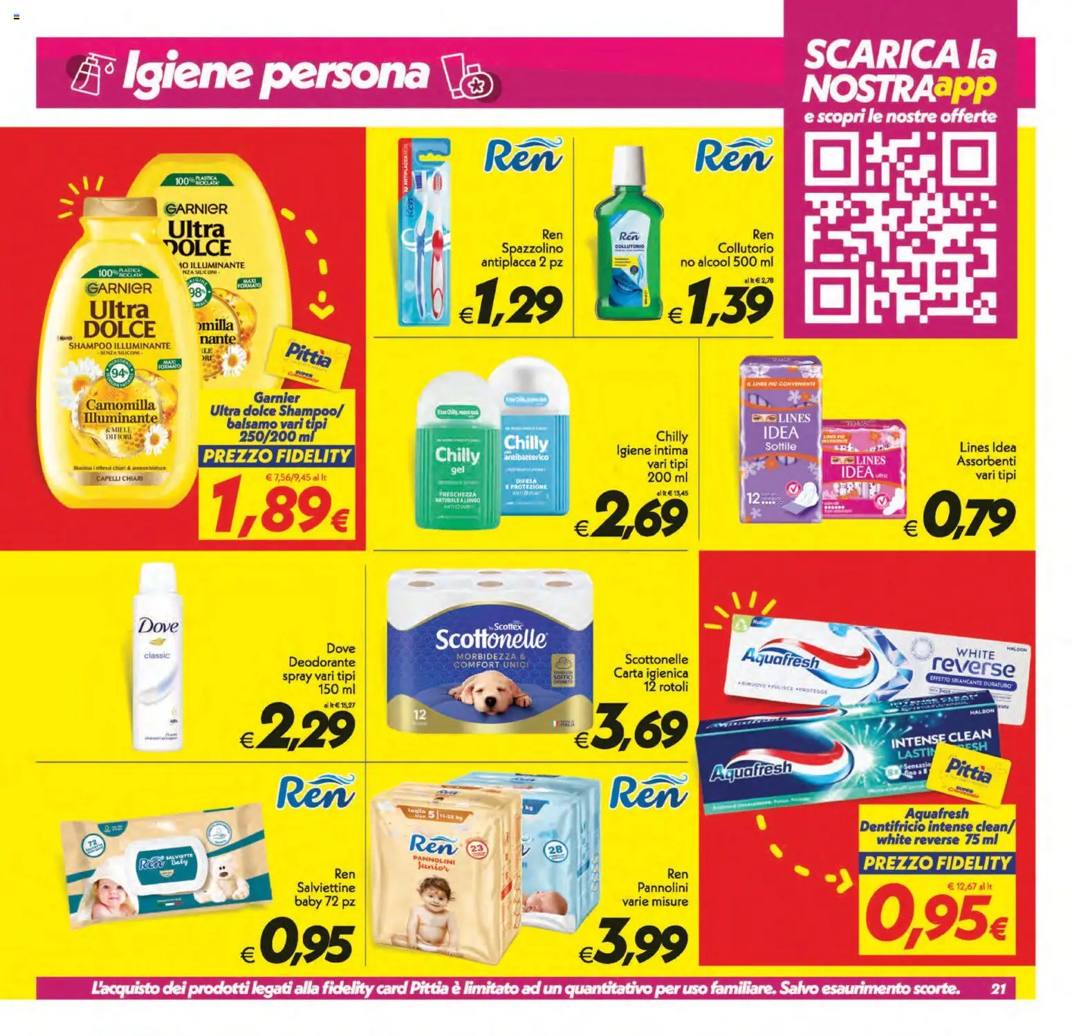 Volantino SuperConveniente del 01/09/2026 | Pagina: 21 | Prodotti: Igiene intima, Pannolini, Spazzolino, Assorbenti