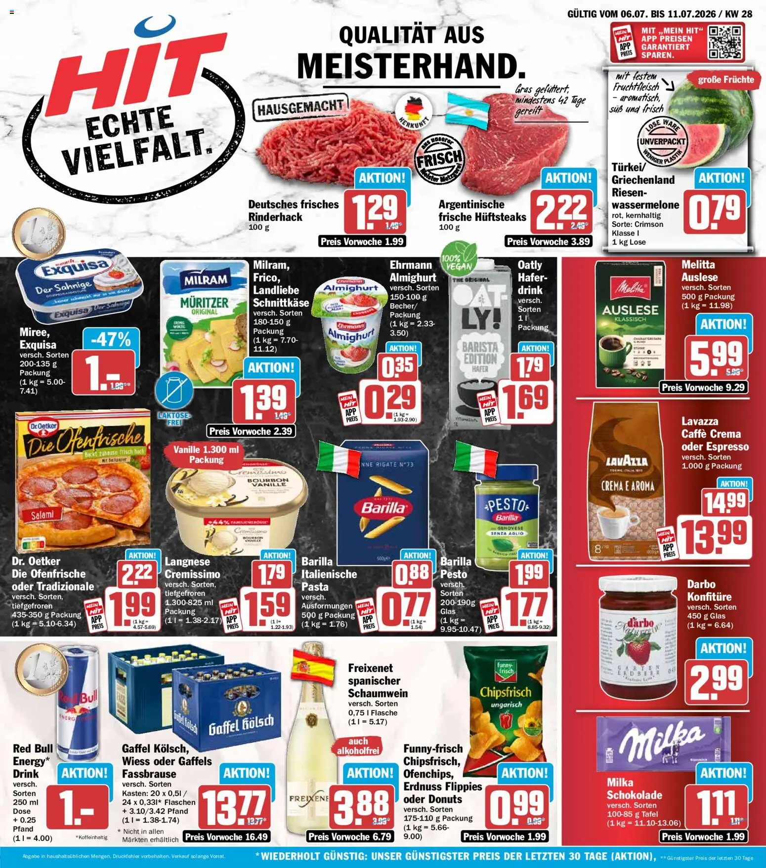 HIT Prospekt – gültig ab 06.07.2026 | Seite: 1 | Produkte: Melitta, Lavazza, Salami, Fassbrause