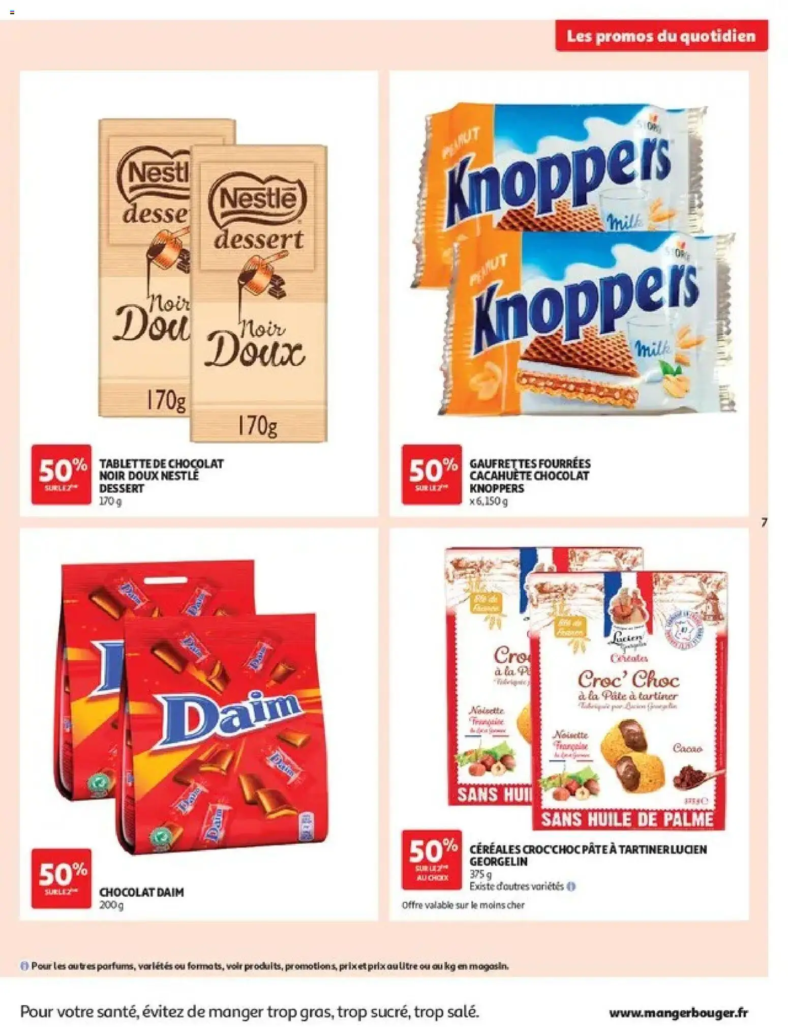{H1} | Page: 7 | Produits: Tablette, Pâte à tartiner, Chocolat dessert, Huile