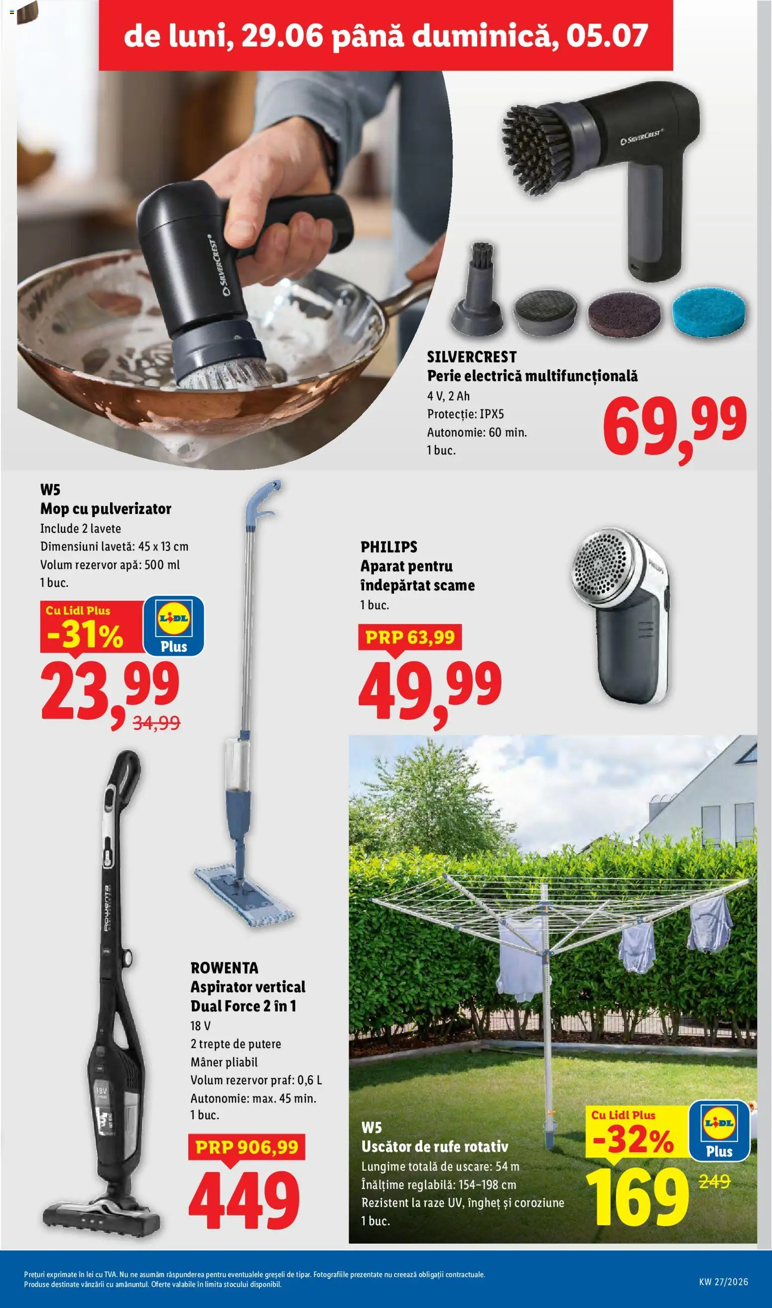 Noul catalog Lidl – valabil de la 29.06.2026 | Pagină: 47 | Produse: Uscător, Aspirator, Mâner, Perie
