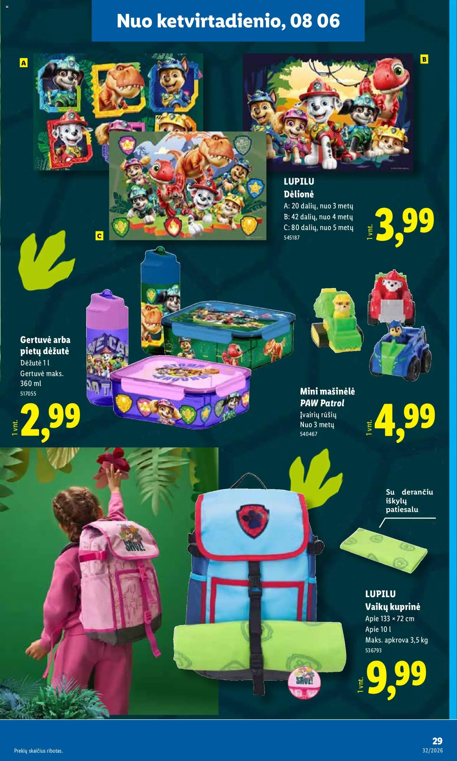 LIDL akcijos nuo 2026.08.03 | Puslapis: 29 | Prekių: Kuprinė