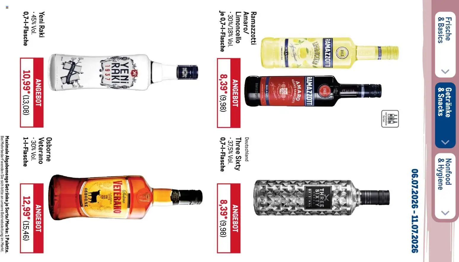 Metro Prospekt – gültig ab 06.07.2026 | Seite: 33 | Produkte: Rama, Osborne, Limoncello, Ramazzotti