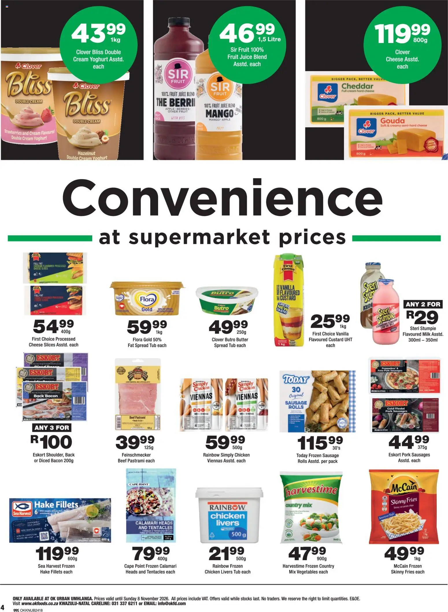 New OK Foods catalogue – valid from 23/10/2026 | Page: 4 | Products: Custard, Milk, Pork, Cream