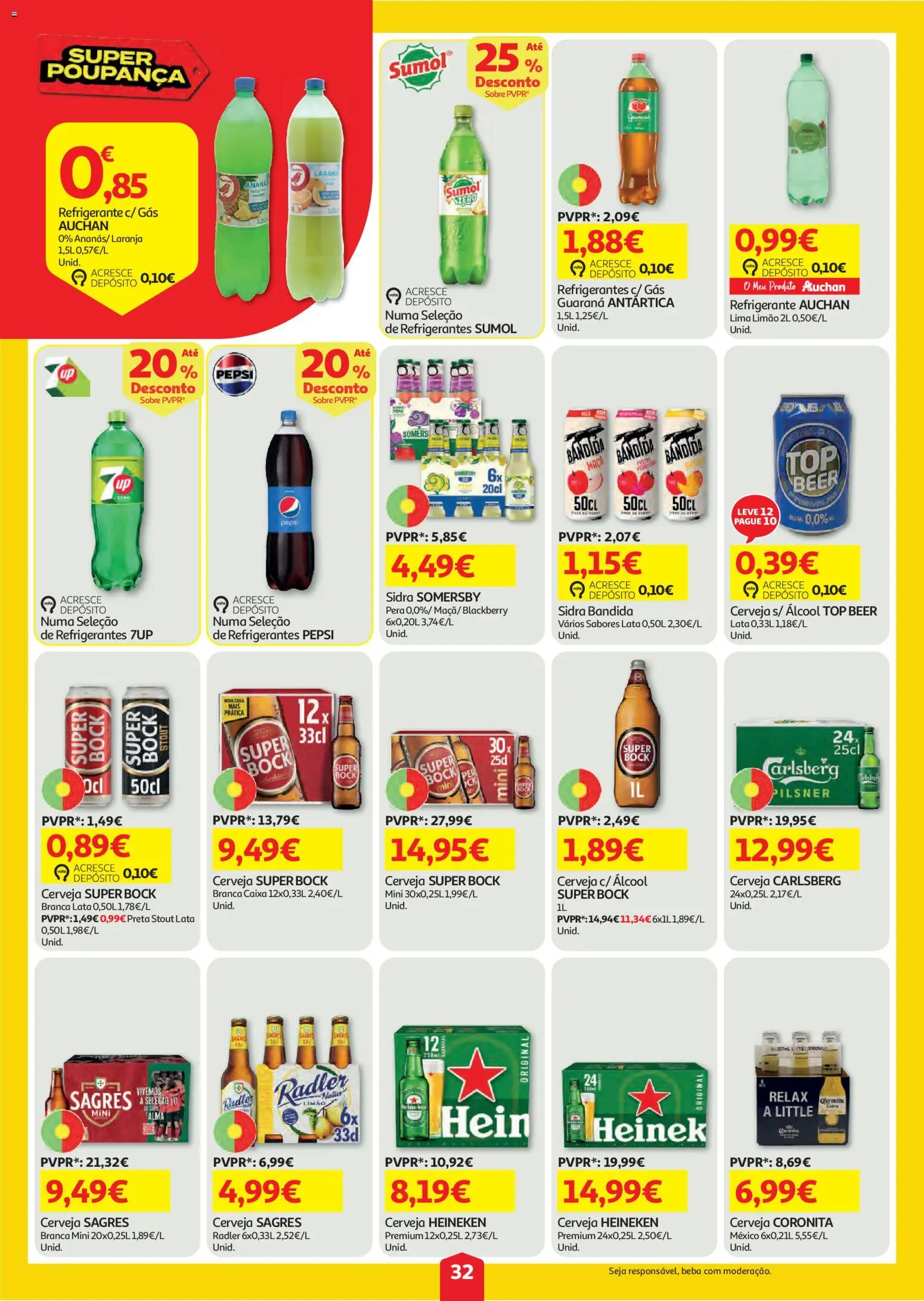 Auchan folheto │ válido de 06/08/2026 | Página: 32 | Produtos: Refrigerante, Caixa, Cerveja, Somersby
