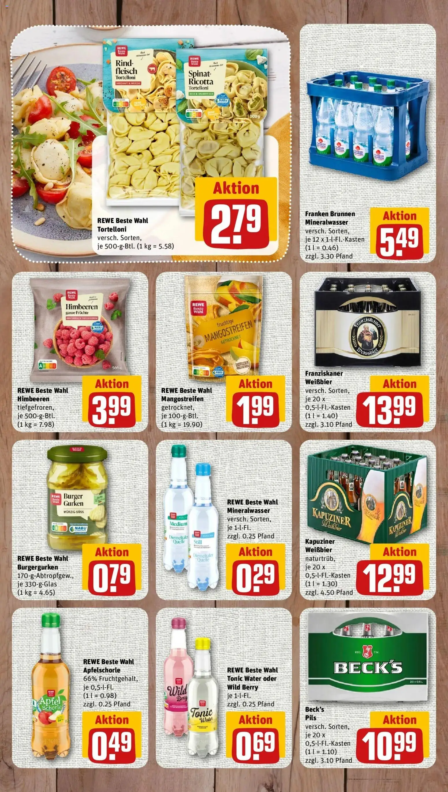REWE Prospekt ab 31.08.2026 zum Blättern » Angebote | Seite: 7 | Produkte: Weißbier, Burger, Mineralwasser, Gurken