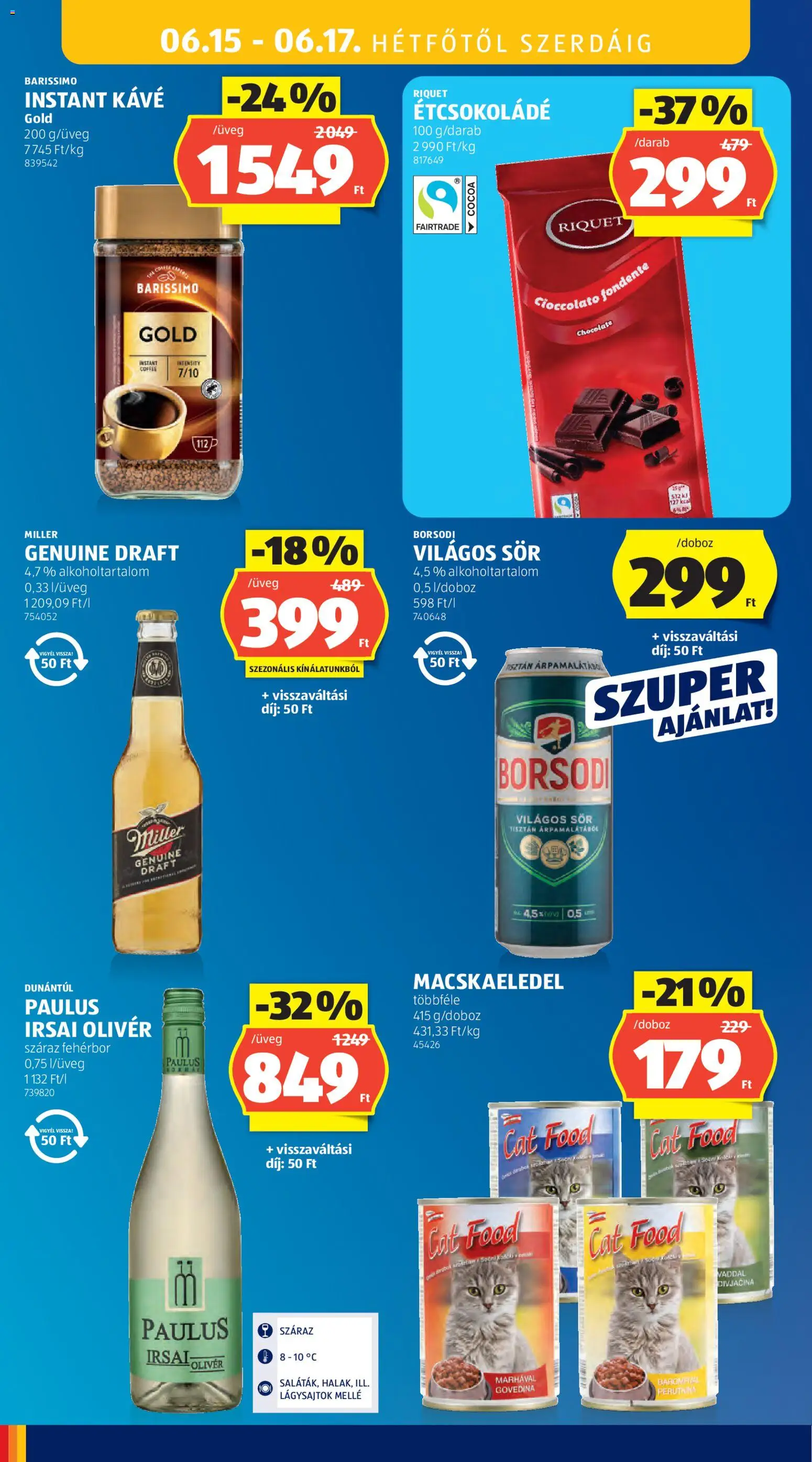 Aldi akciós ujság - amely érvényes a következő dátumtól: 11.06.2026 | Oldal: 42 | Termékek: Kávé, Sör, Fehérbor, Instant kávé