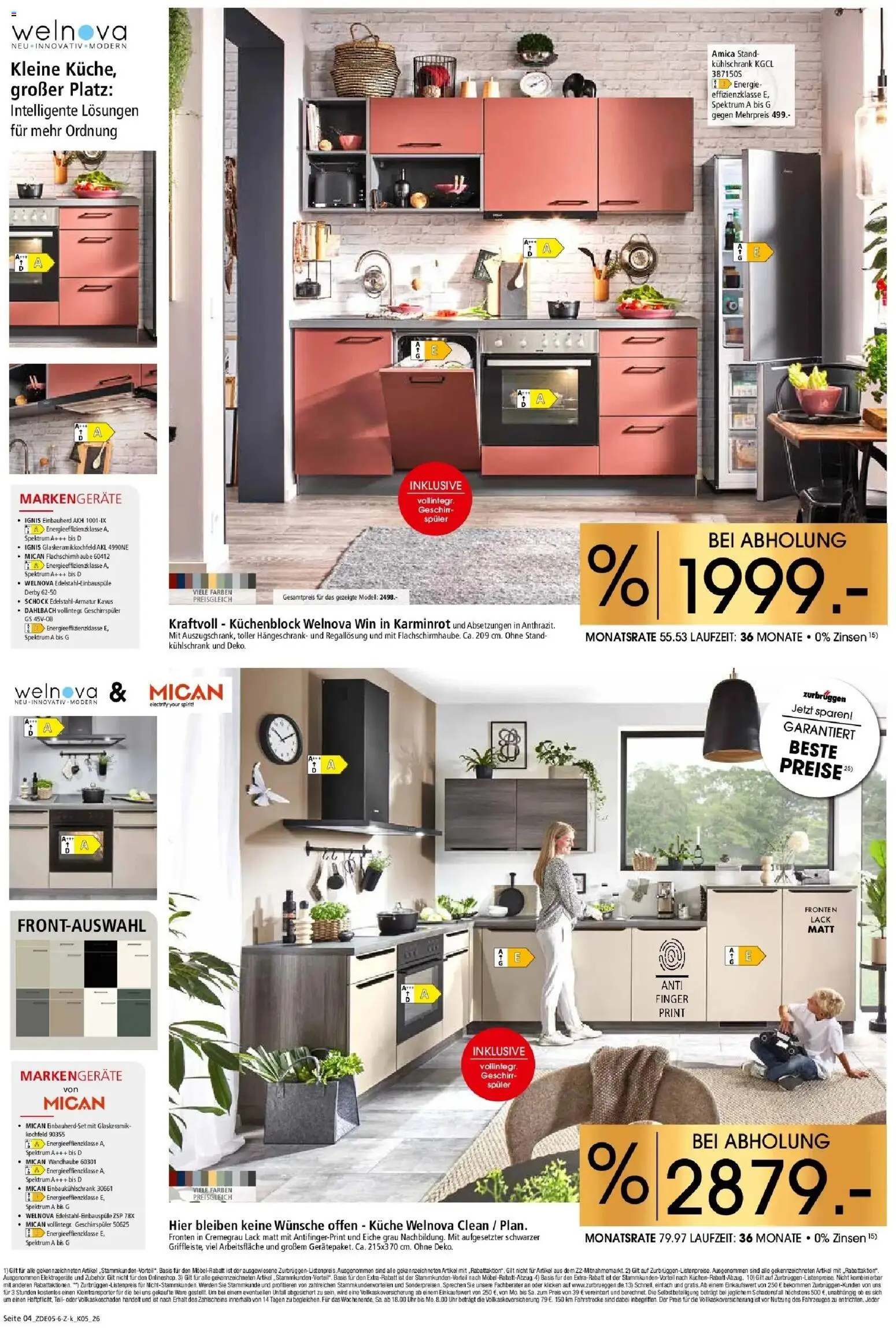 Zurbrüggen Küchen für ihr Zuhause – gültig ab 23.05.2026 | Seite: 4 | Produkte: Küche, Kühlschrank, Hängeschrank, Uhr