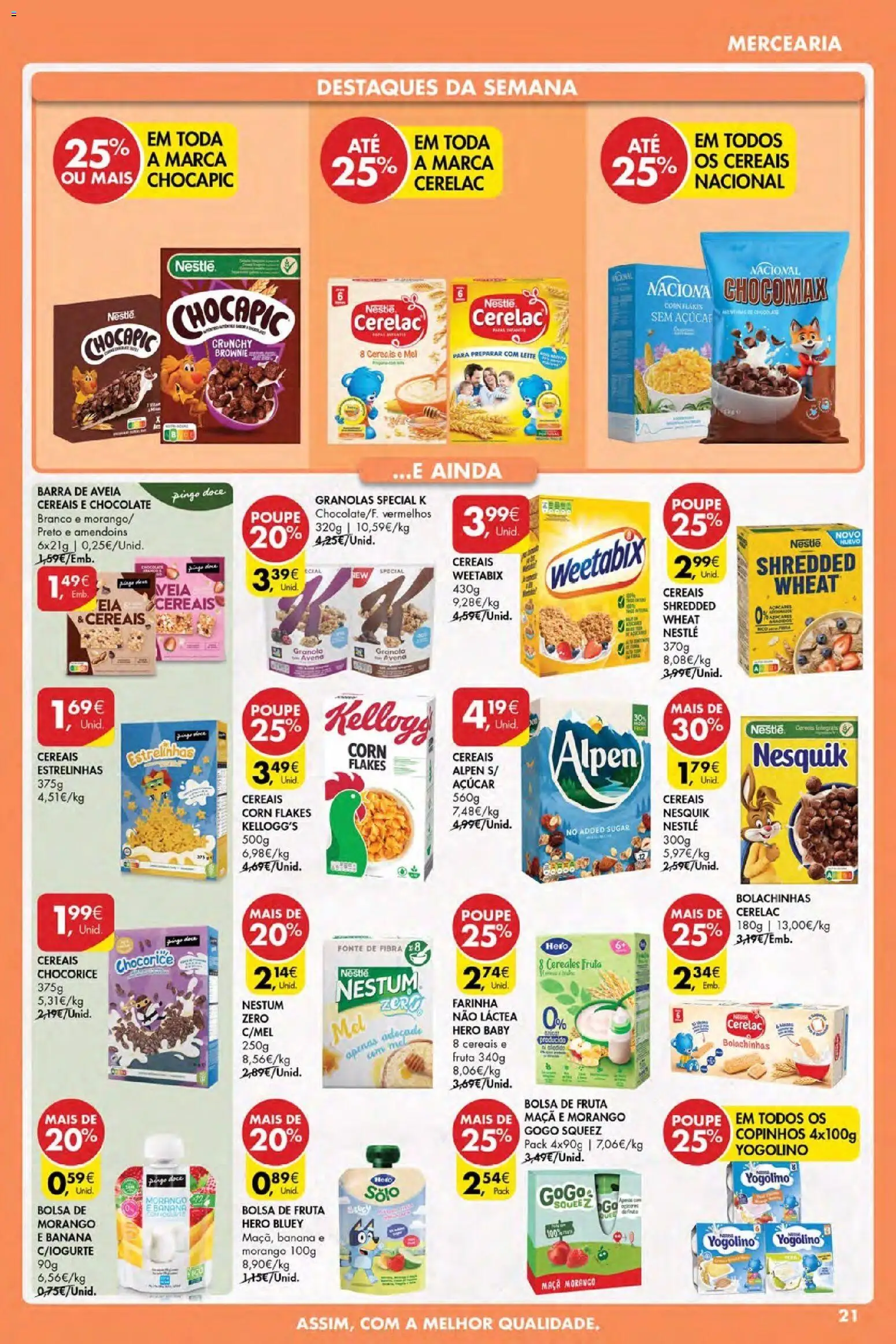 Pingo Doce Poupe Esta Semana Açores │ válido de 07.05.2026 | Página: 21 | Produtos: Bolsa, Granola, Weetabix, Cereais