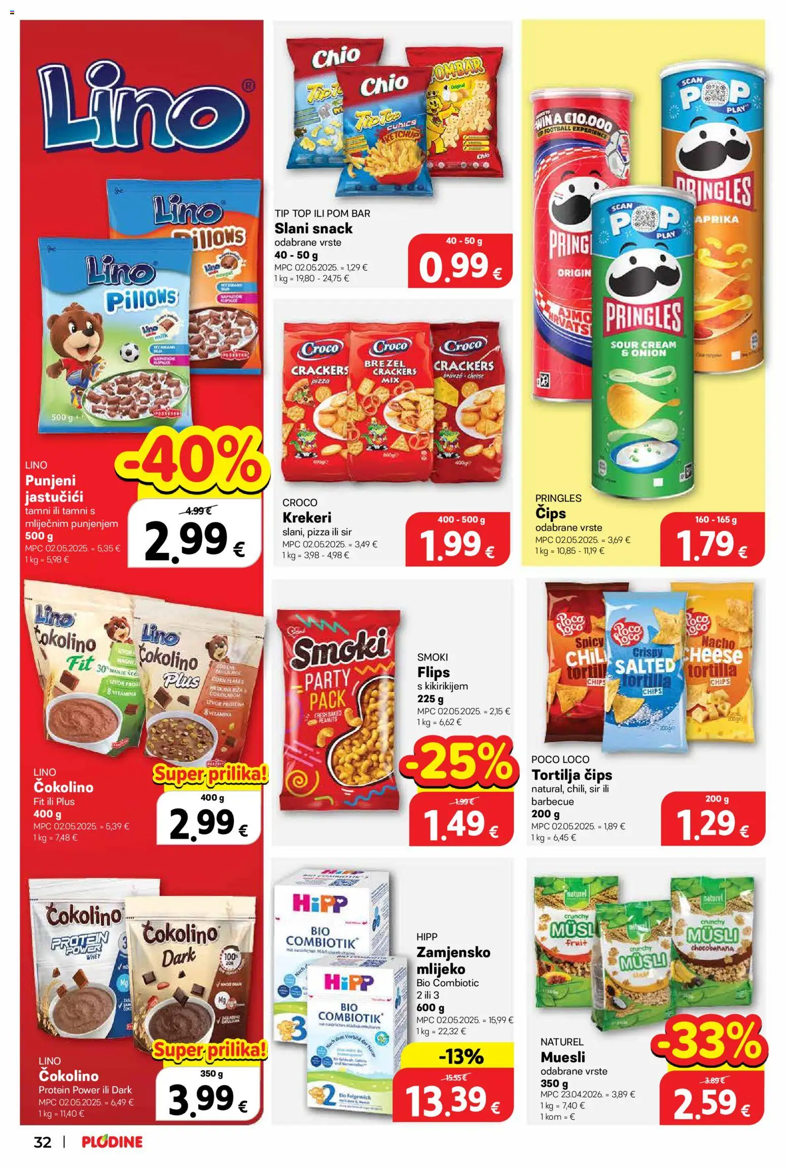 Plodine katalog | vrijedi od 20.05.2026 | Stranica: 34 | Proizvodi: Mlijeko, Pizza, Musli, Krekeri