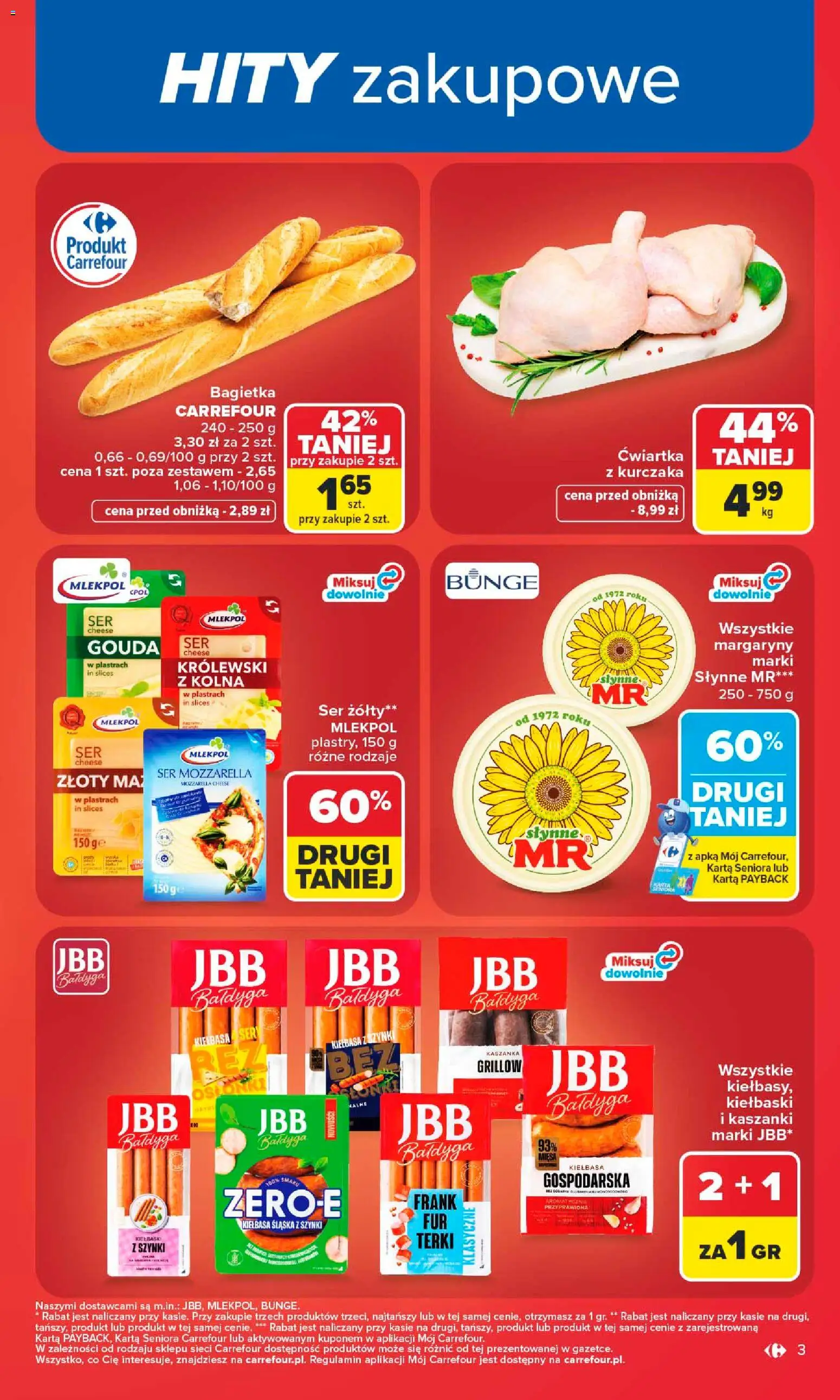 Carrefour gazetka od 06.07.2026 | Strona: 3 | Produkty: Kiełbasa, Kaszanka, Kiełbaski, Bagietka