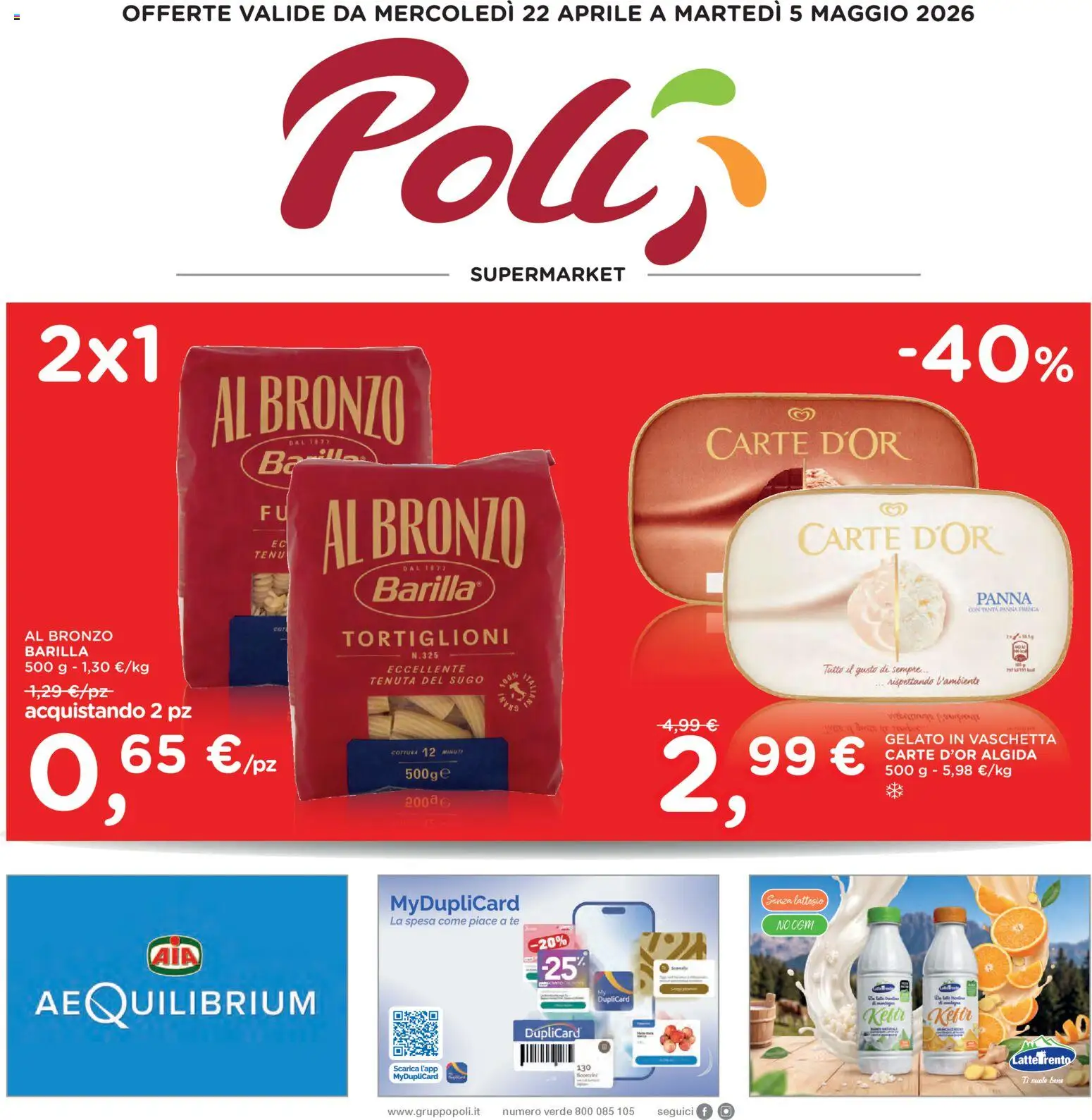 Volantino Poli del 22.04.2026 | Pagina: 1 | Prodotti: Tè, Panna, Gelato, Sugo