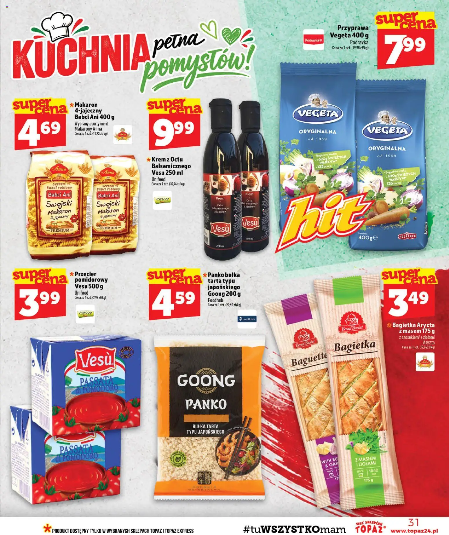 Topaz gazetka od 29.10.2026 | Strona: 31 | Produkty: Bułka, Makarony, Makaron, Krem