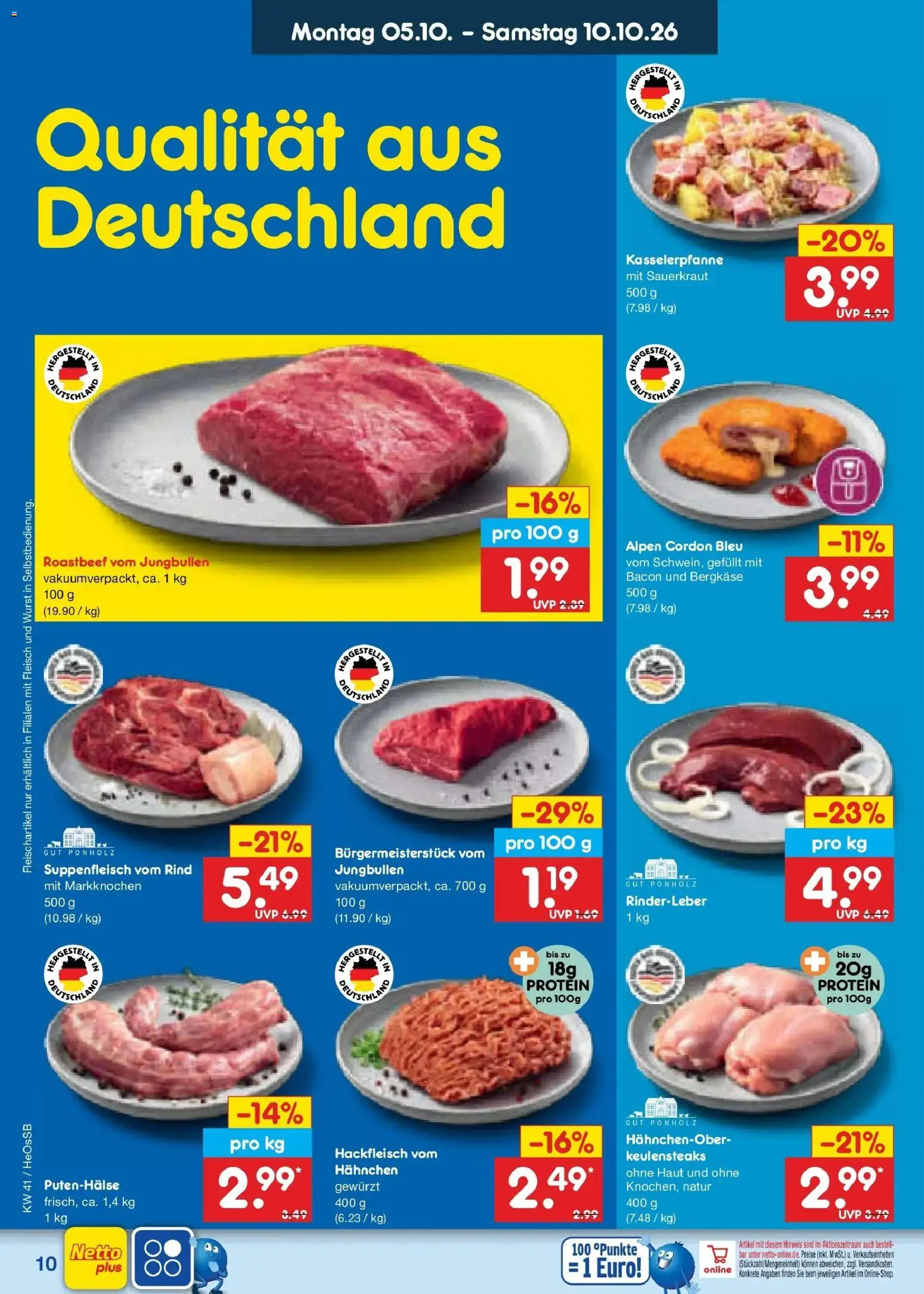 Netto Marken-Discount Prospekt Rostock – gültig ab 05.10.2026 | Seite: 10 | Produkte: Roastbeef, Wurst, Fleisch, Hackfleisch