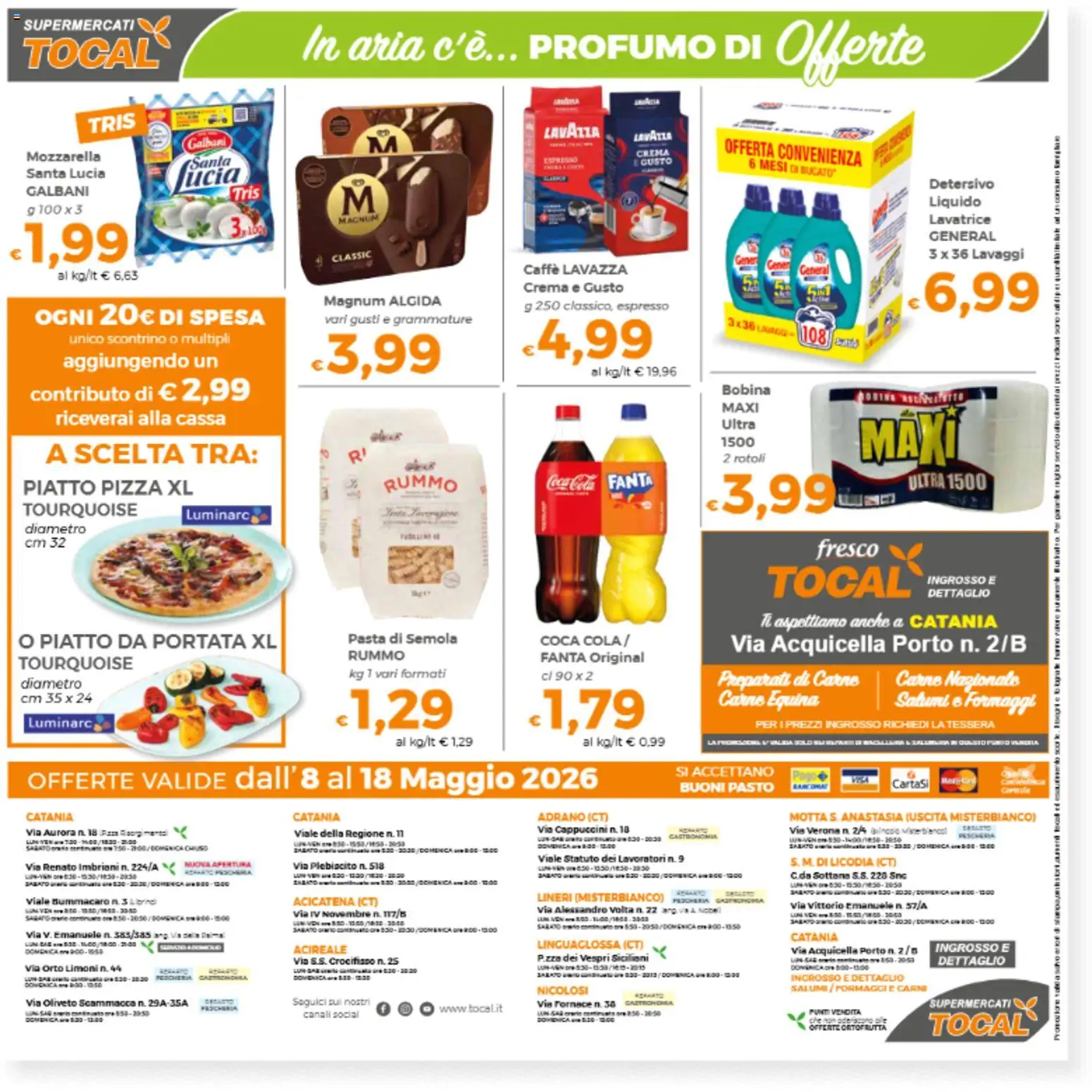Volantino Tocal del 08.05.2026 | Pagina: 12 | Prodotti: Mozzarella, Lavatrice, Fanta, Profumo