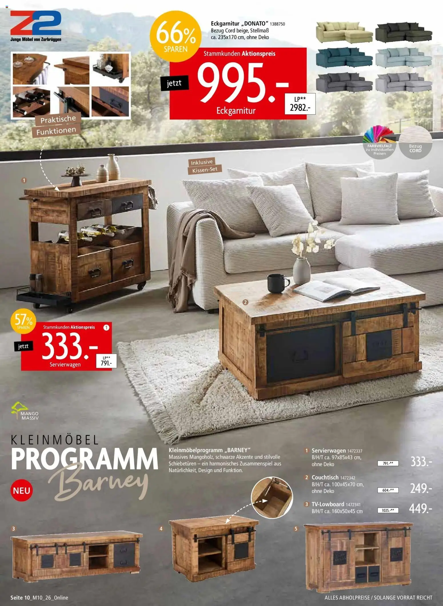 Zurbrüggen - Zurbrüggen: Mitnahme Möbel (ab 08.08.2026) zum Blättern | Seite: 10 | Produkte: Servierwagen, Couchtisch, Mango