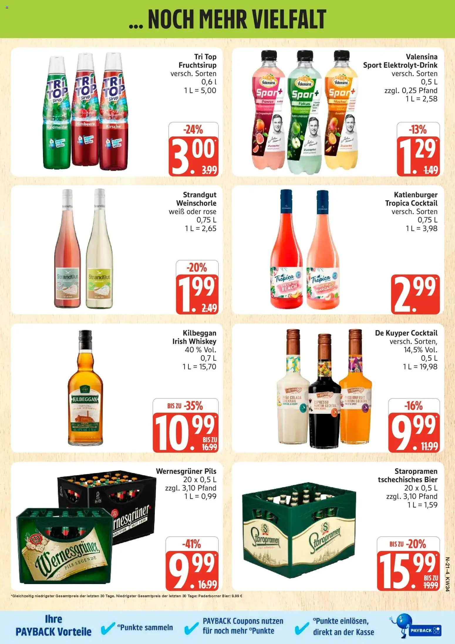 Edeka Prospekt Rostock (ab 17.08.2026) » Angebote Online | Seite: 21 | Produkte: Top, Wernesgruner, Sirup, Valensina